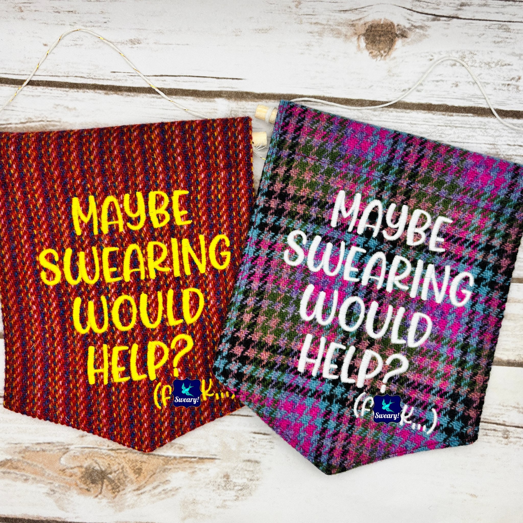 Maybe swearing would help? - Pennant Wall Hanging
