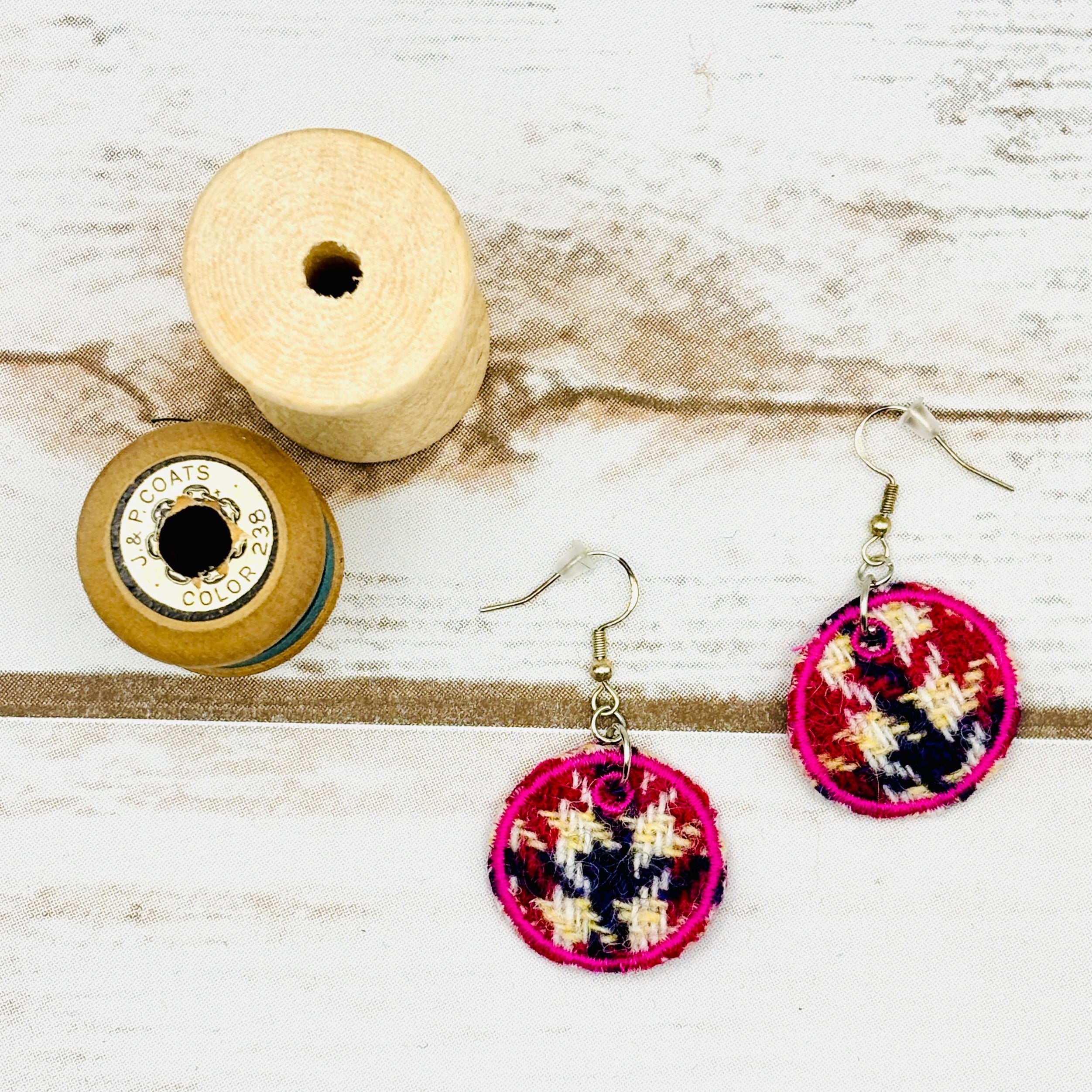 Harris Tweed Circle Earrings