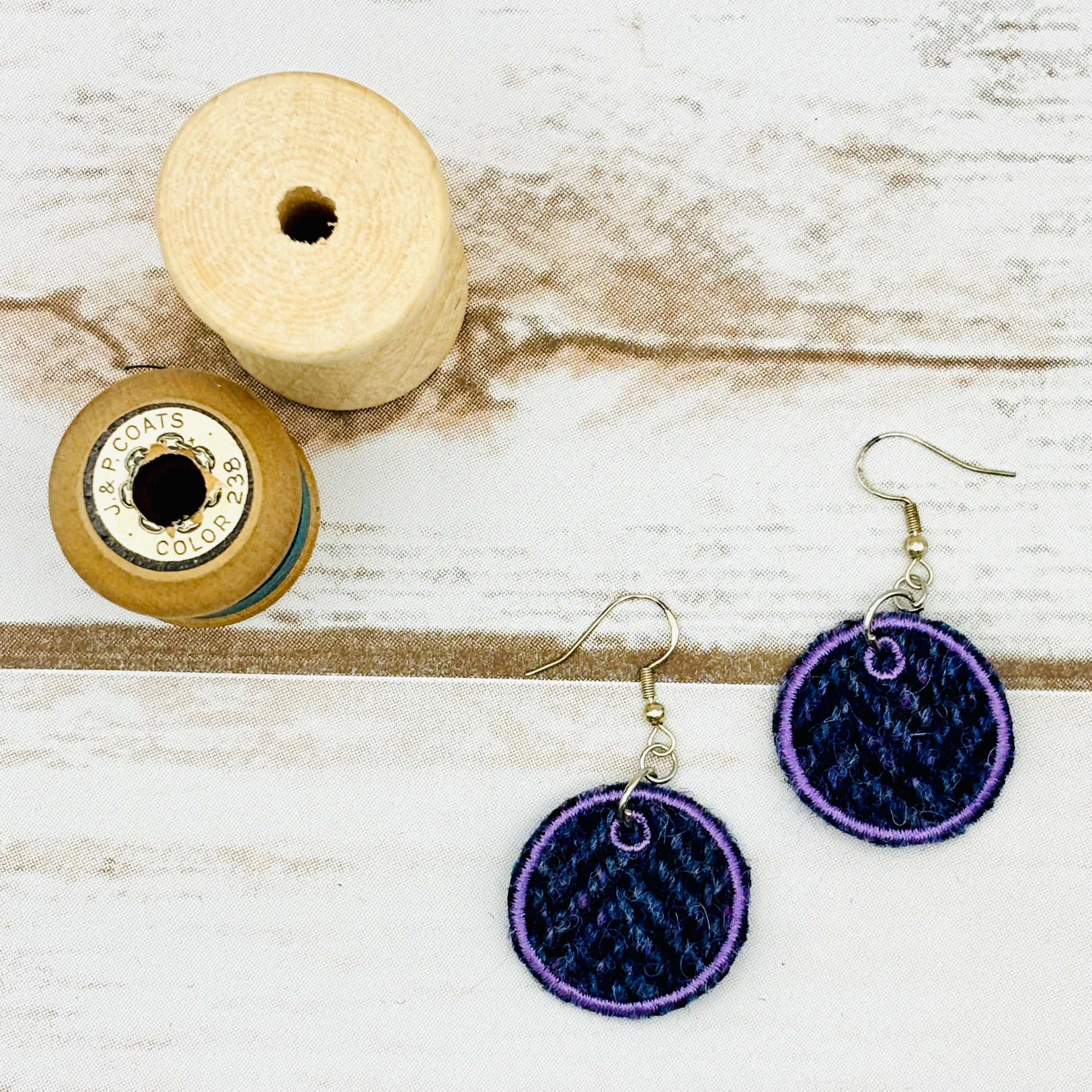 Harris Tweed Circle Earrings