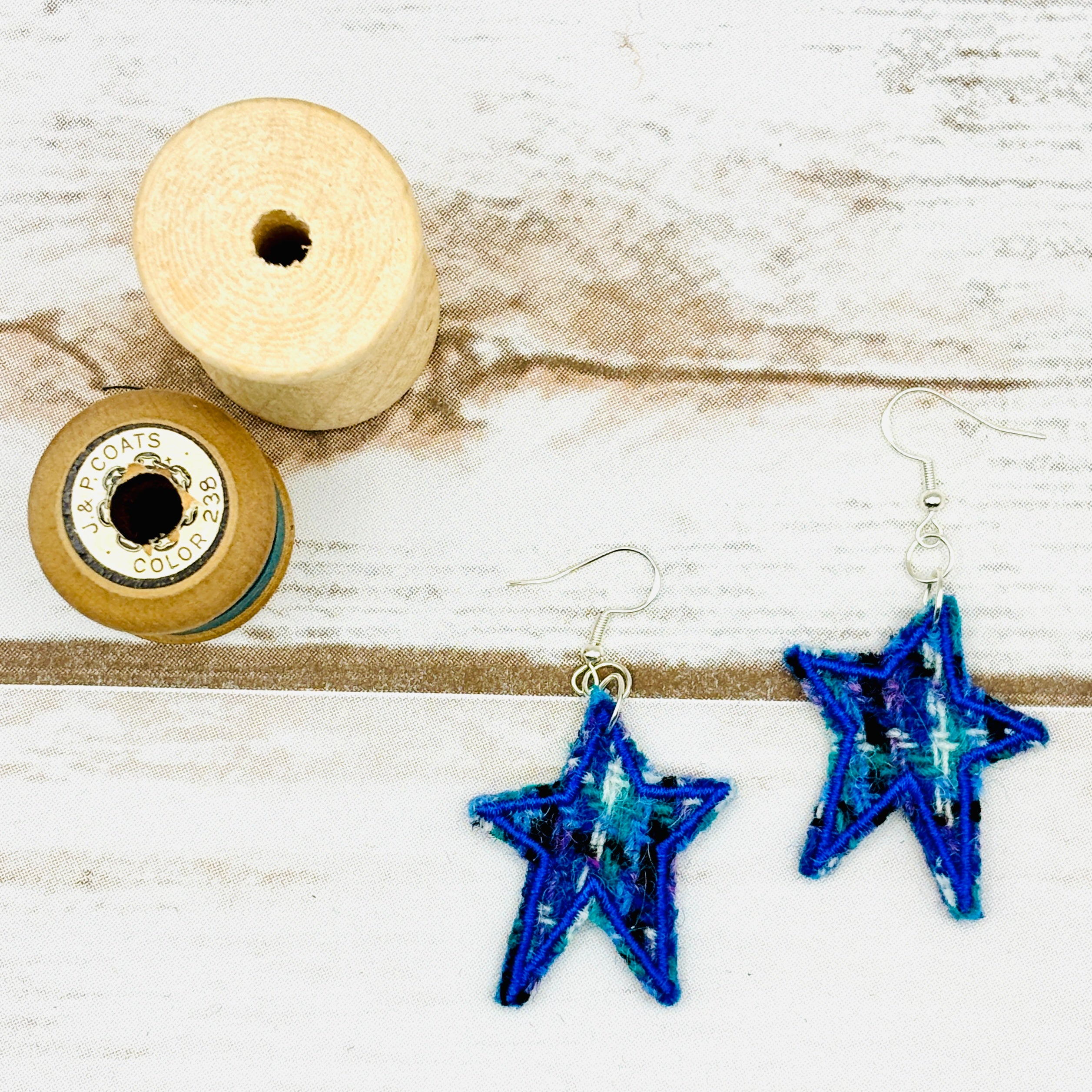 Harris Tweed Star Earrings