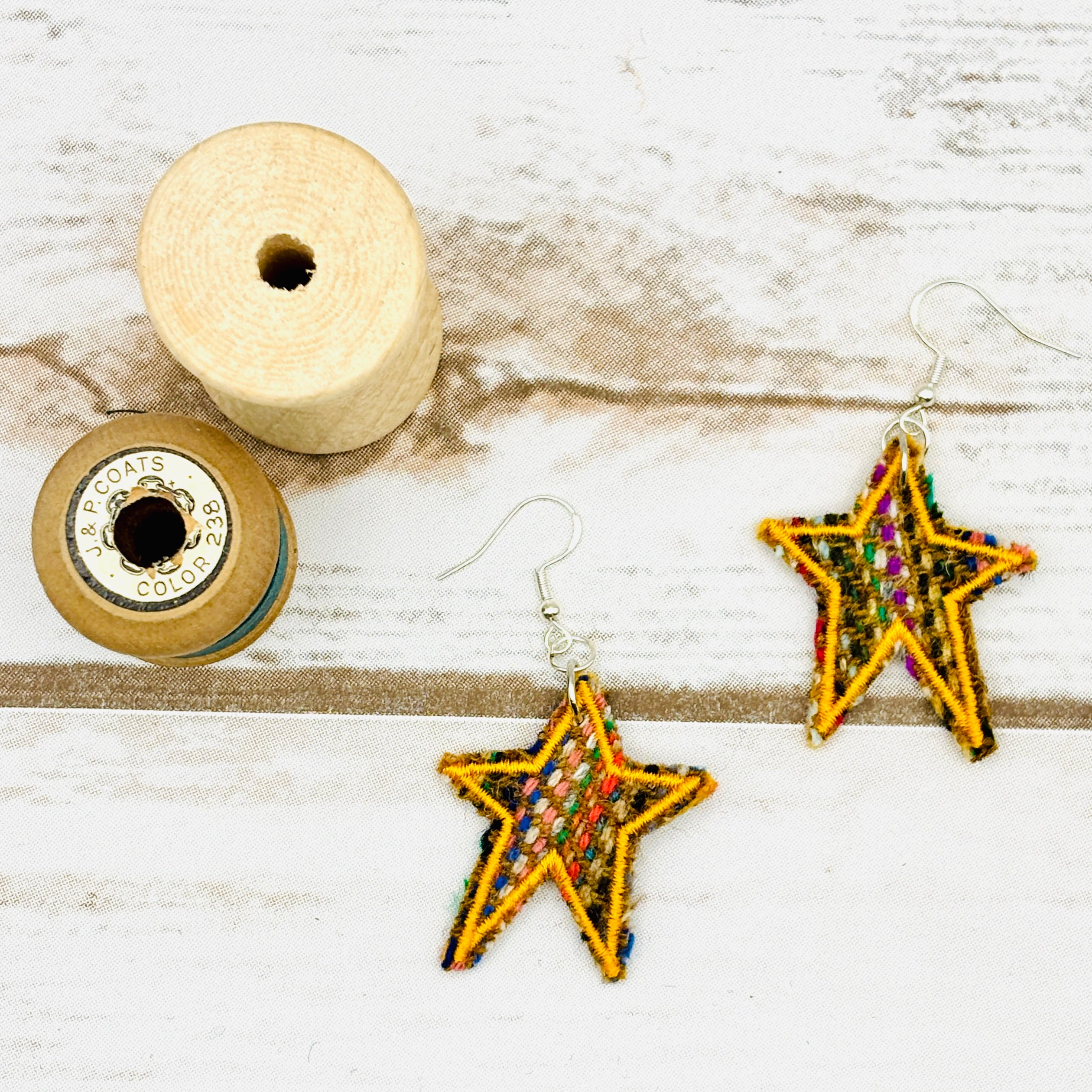 Harris Tweed Star Earrings