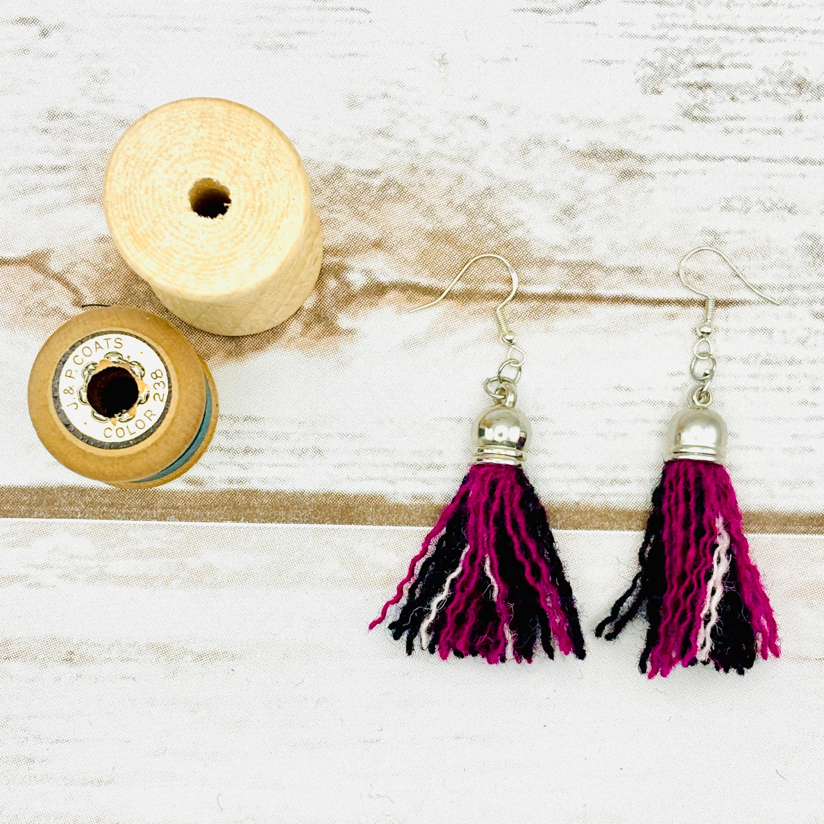 Harris Tweed Tassel Earrings