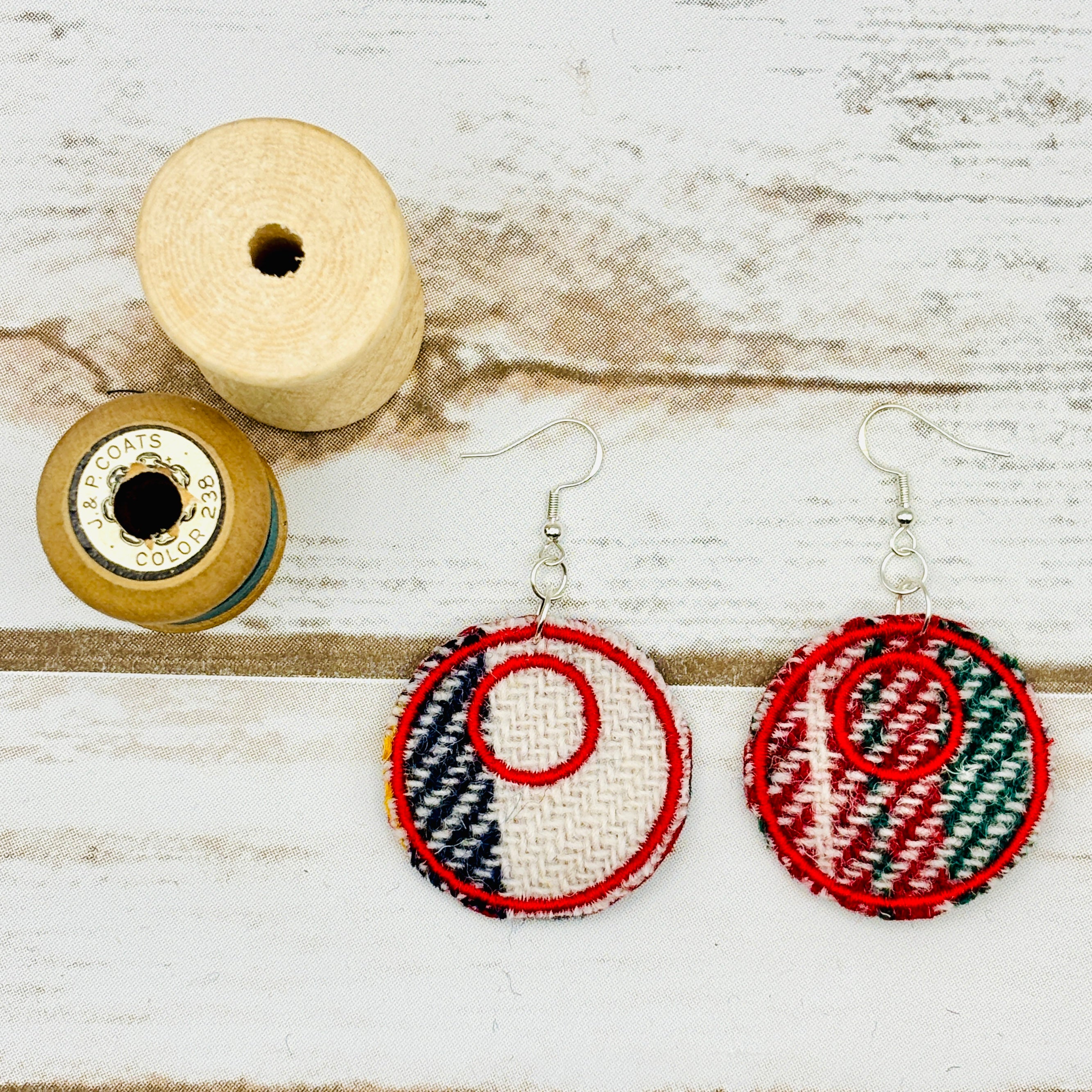 Harris Tweed Circle Earrings