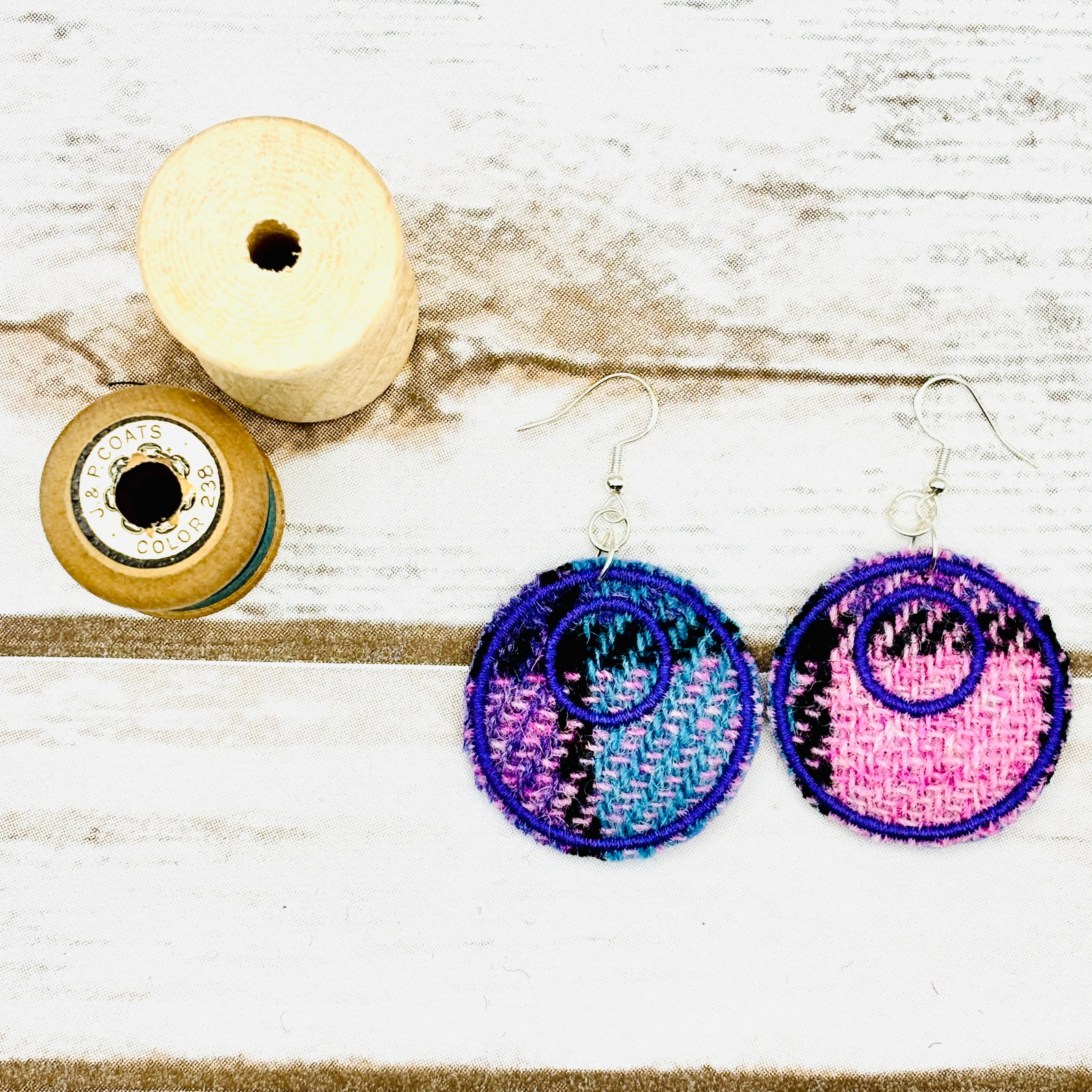 Harris Tweed Circle Earrings