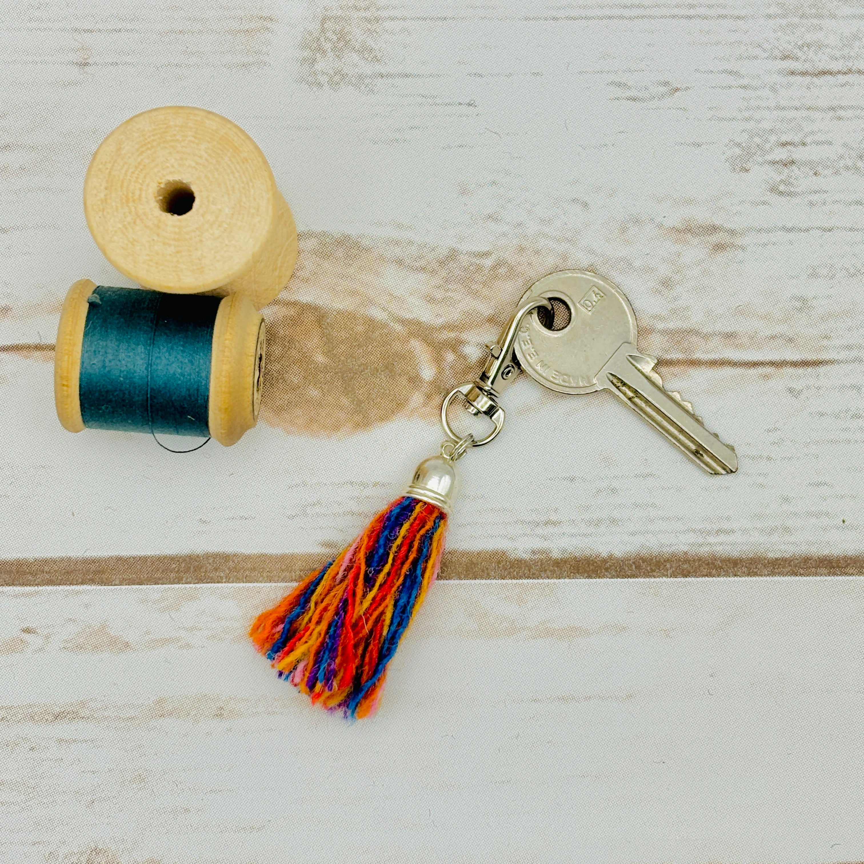 Multicoloured Harris Tweed Tassel Keyring