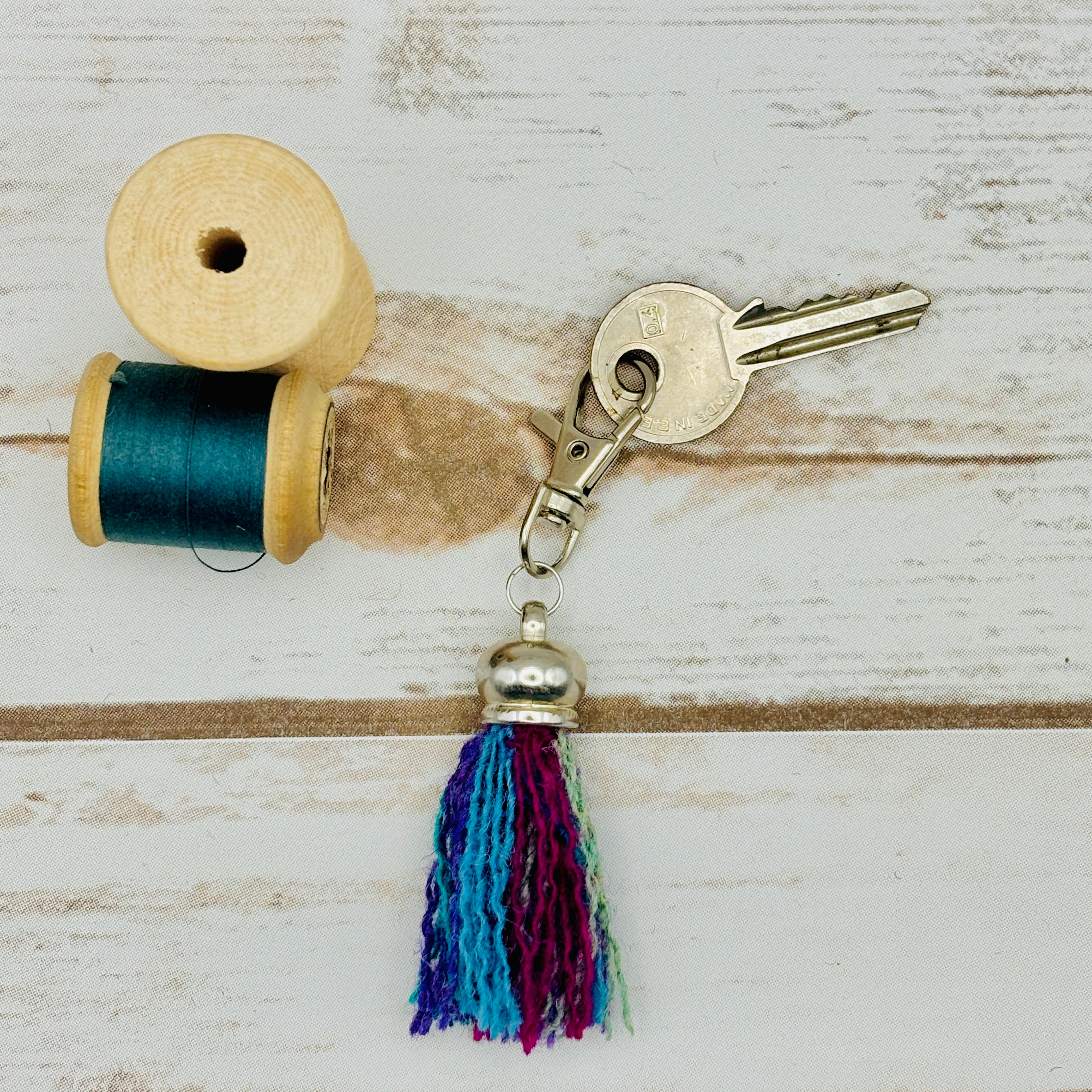 Multicoloured Harris Tweed Tassel Keyring