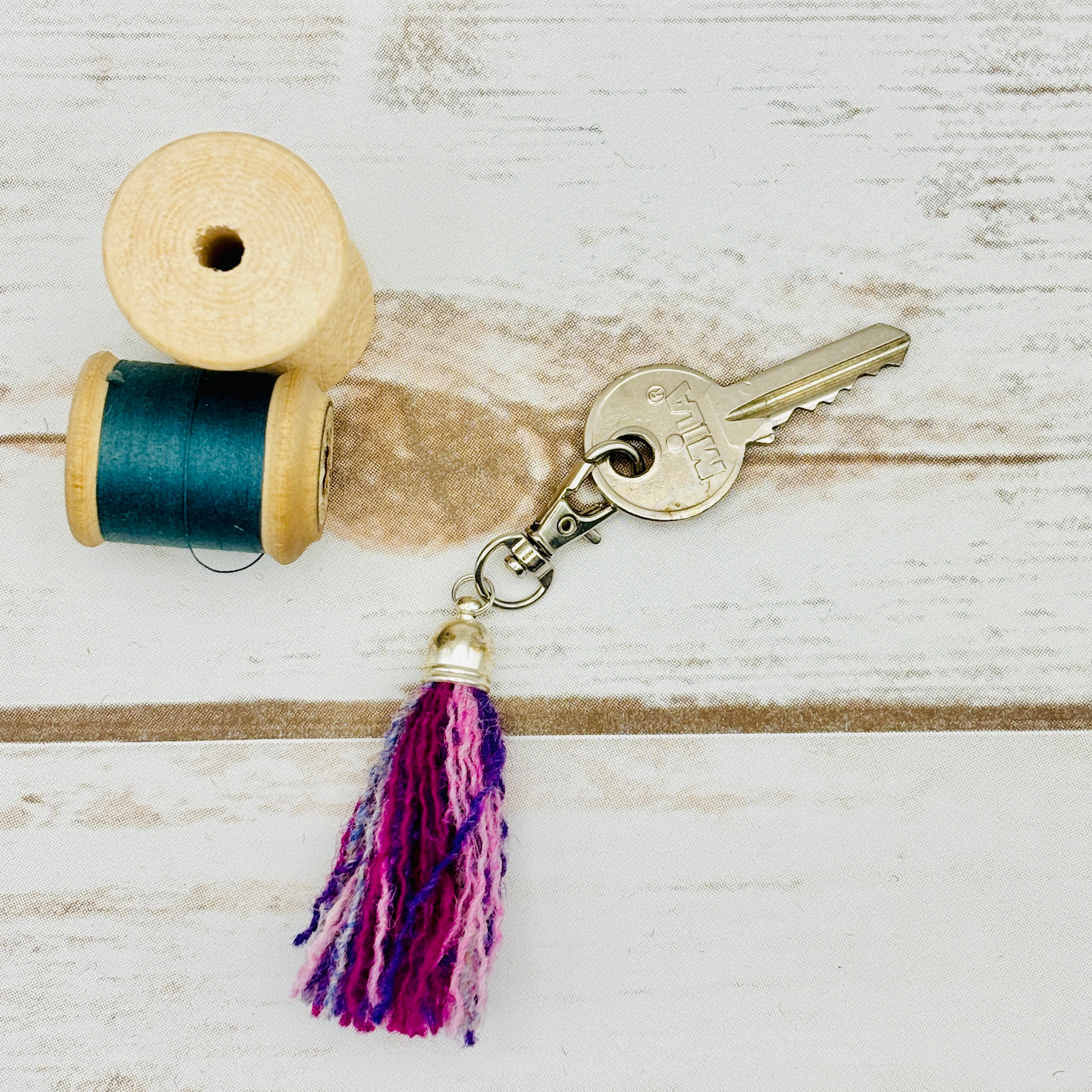 Multicoloured Harris Tweed Tassel Keyring