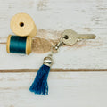 Plain Colour Harris Tweed Tassel Keyring