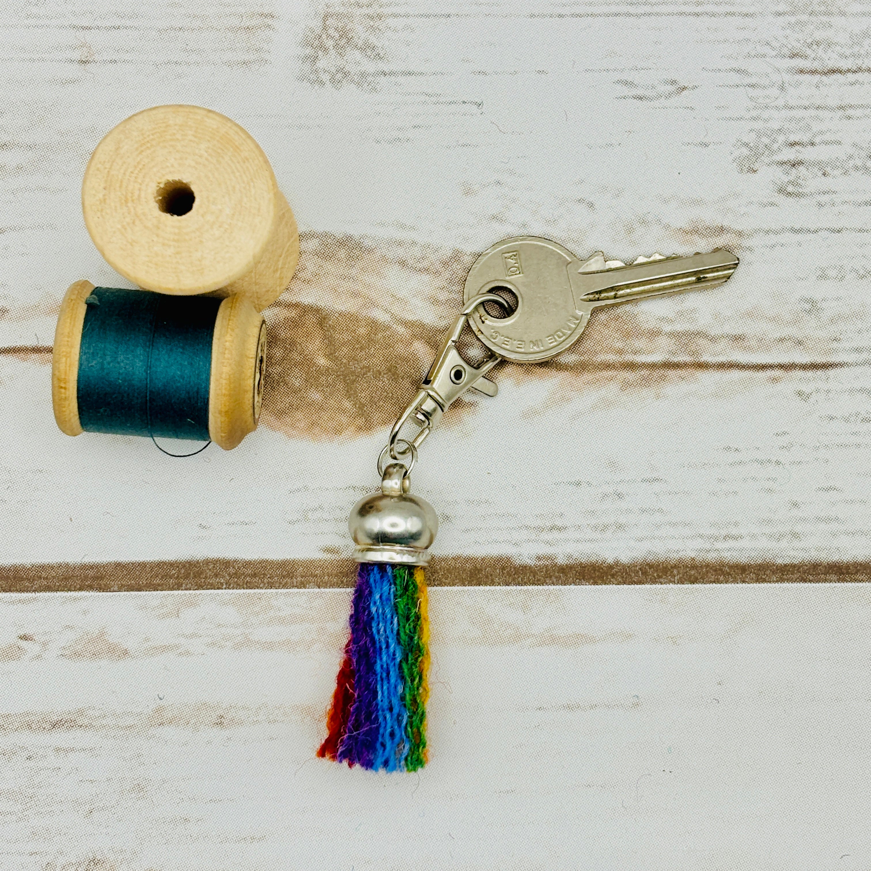 Multicoloured Harris Tweed Tassel Keyring