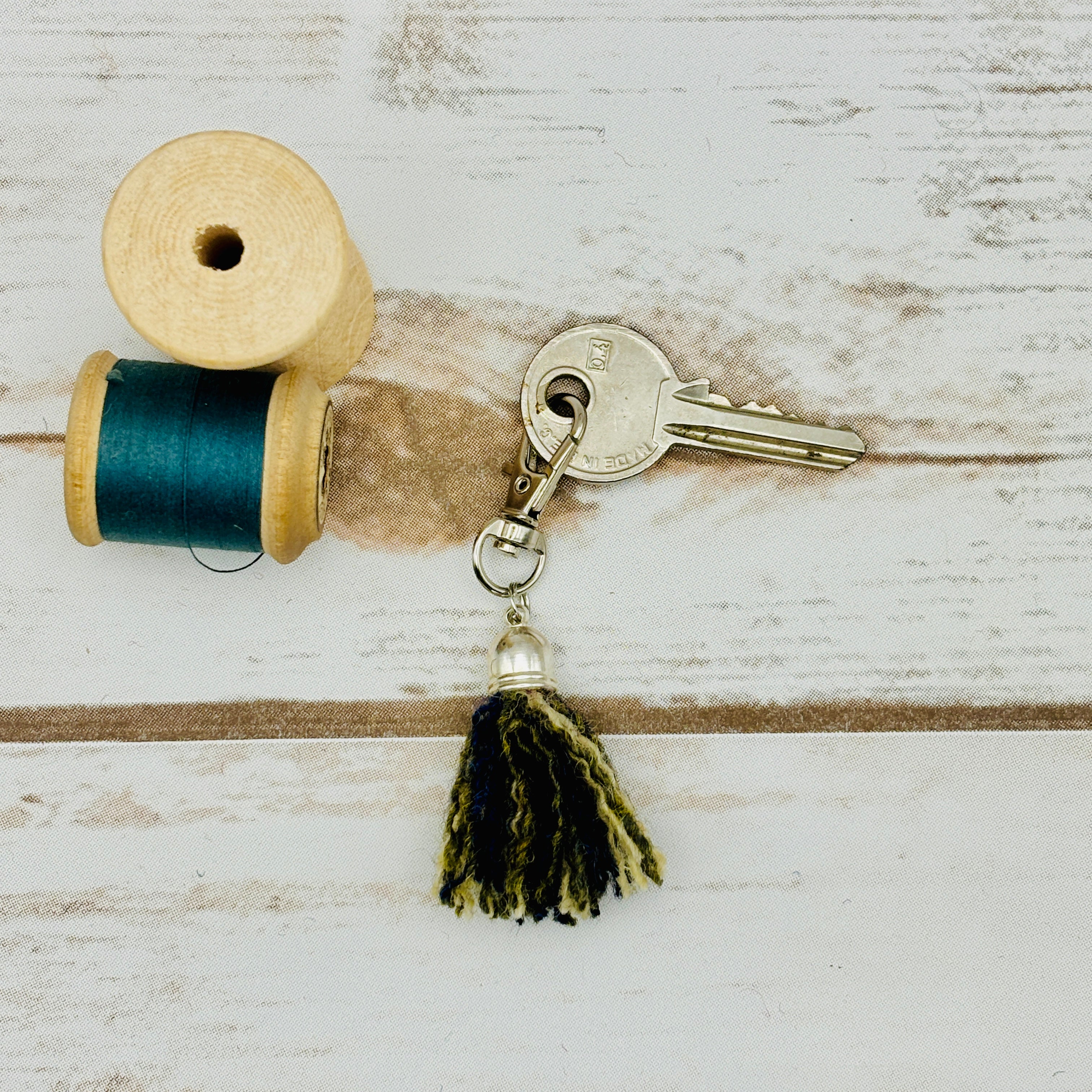 Multicoloured Harris Tweed Tassel Keyring