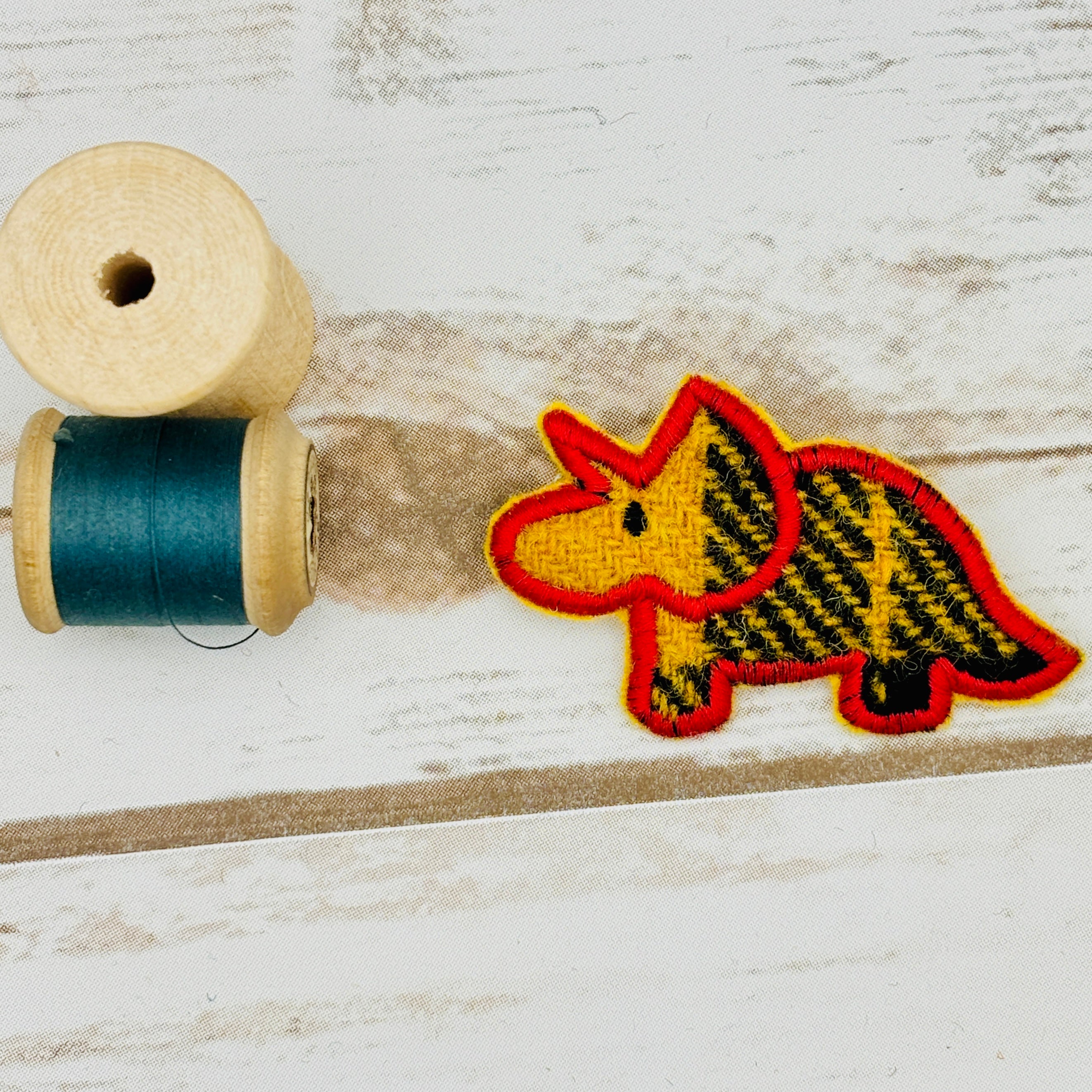 Triceratops - Harris Tweed Brooch