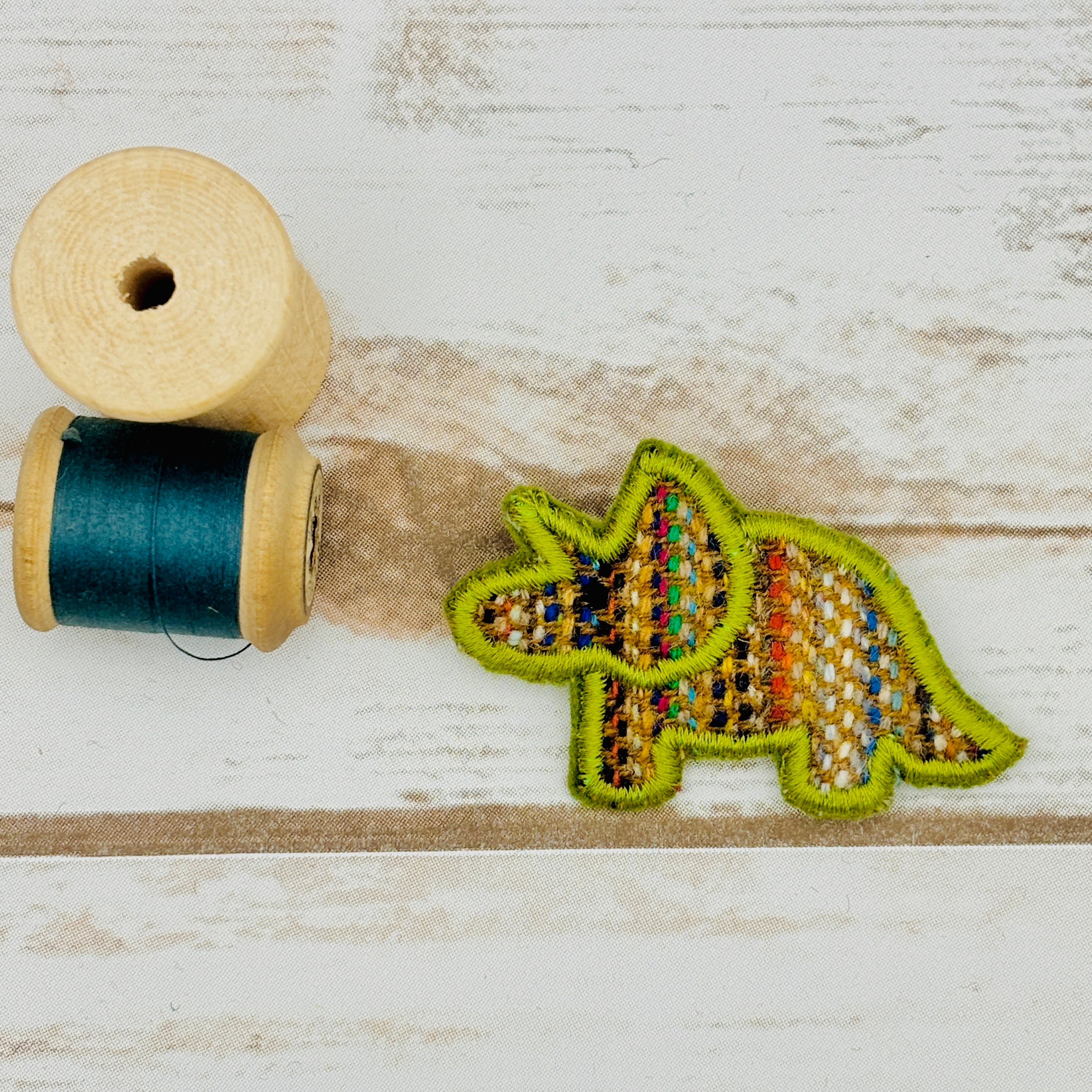 Triceratops - Harris Tweed Brooch