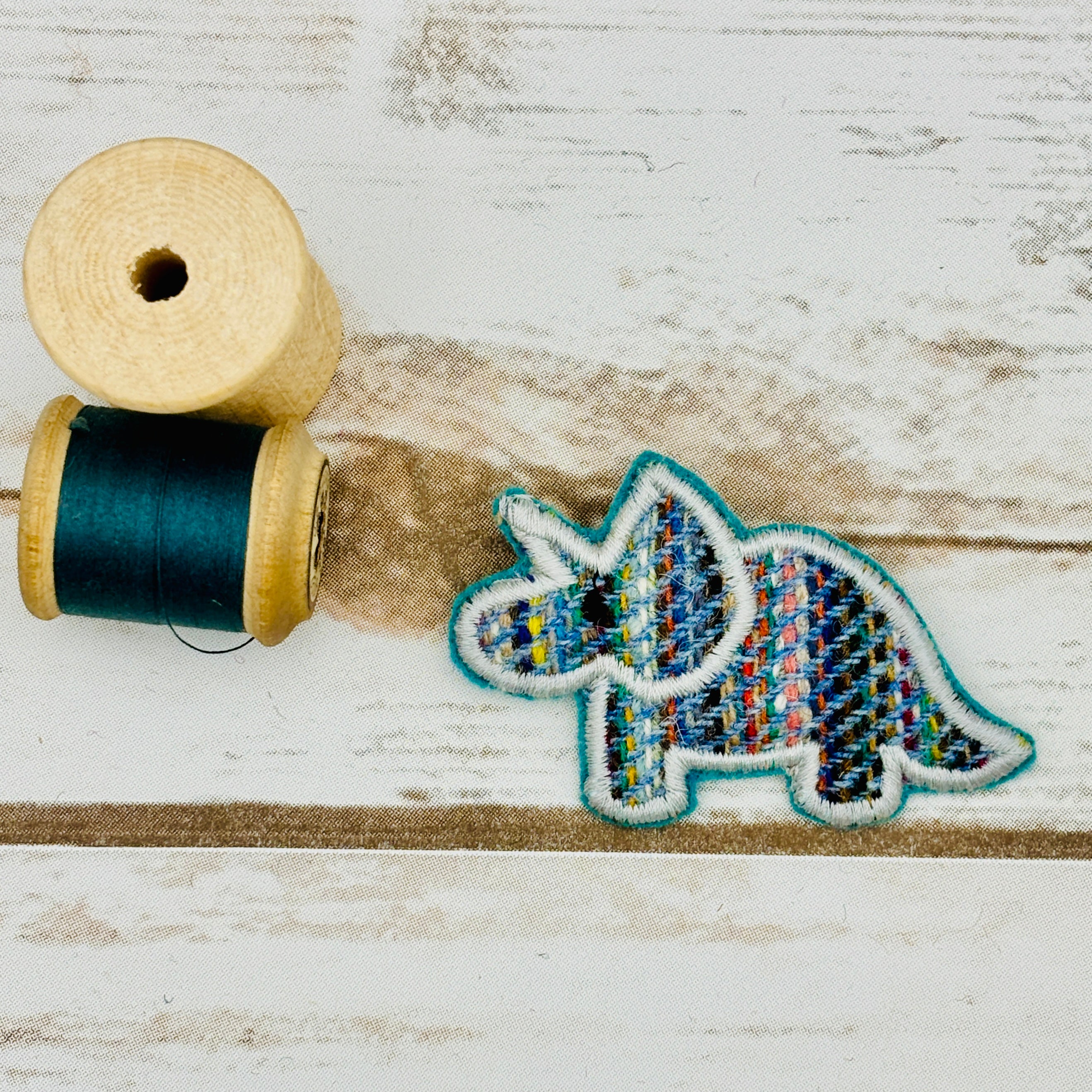 Triceratops - Harris Tweed Brooch
