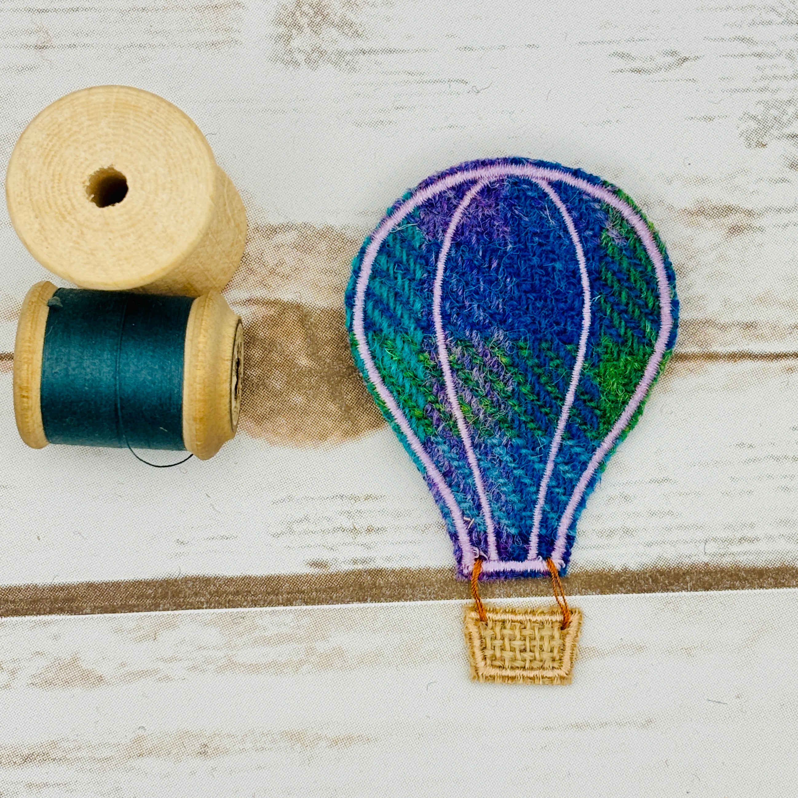 Hot Air Balloons - Harris Tweed Brooch