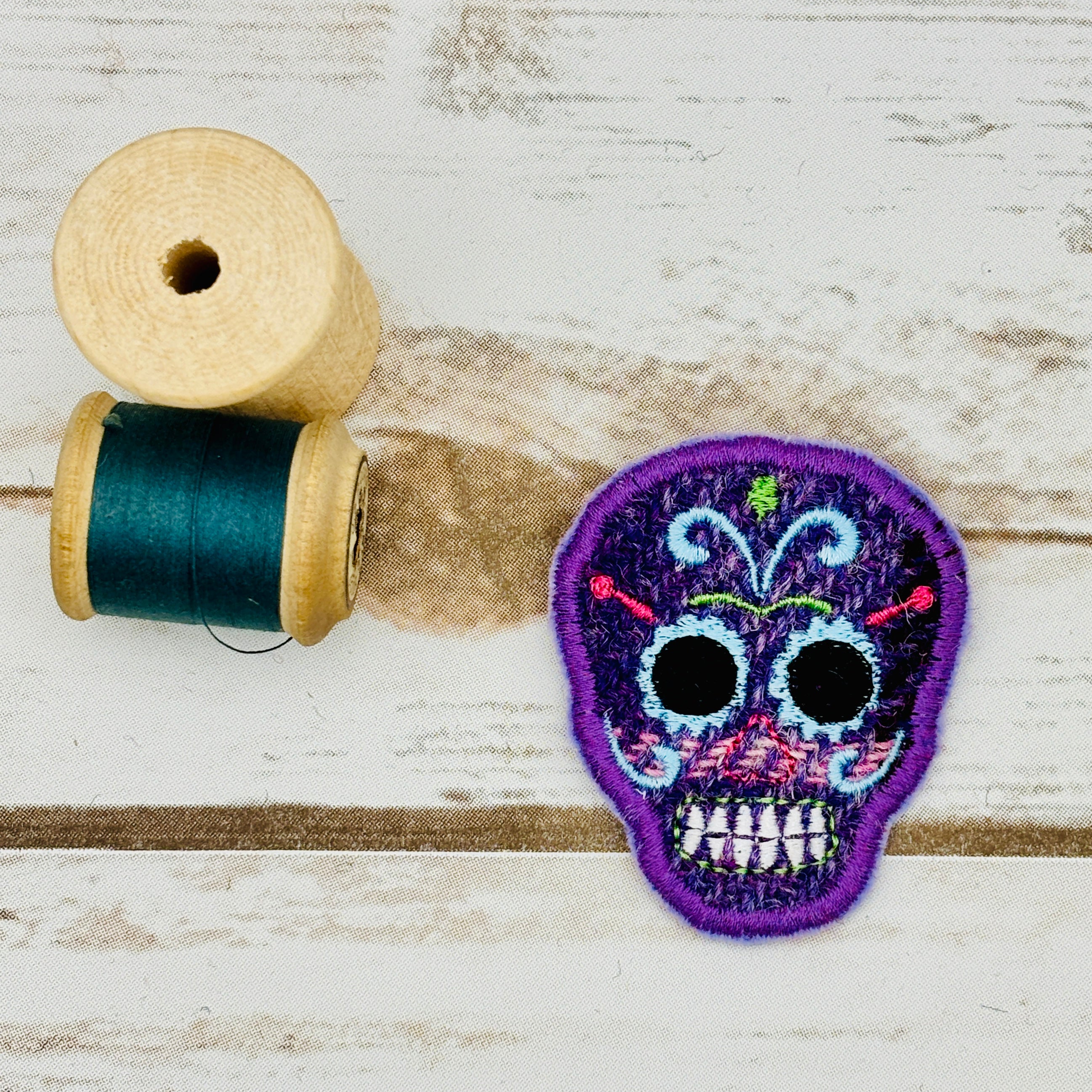Sugar Skulls - Harris Tweed Brooch