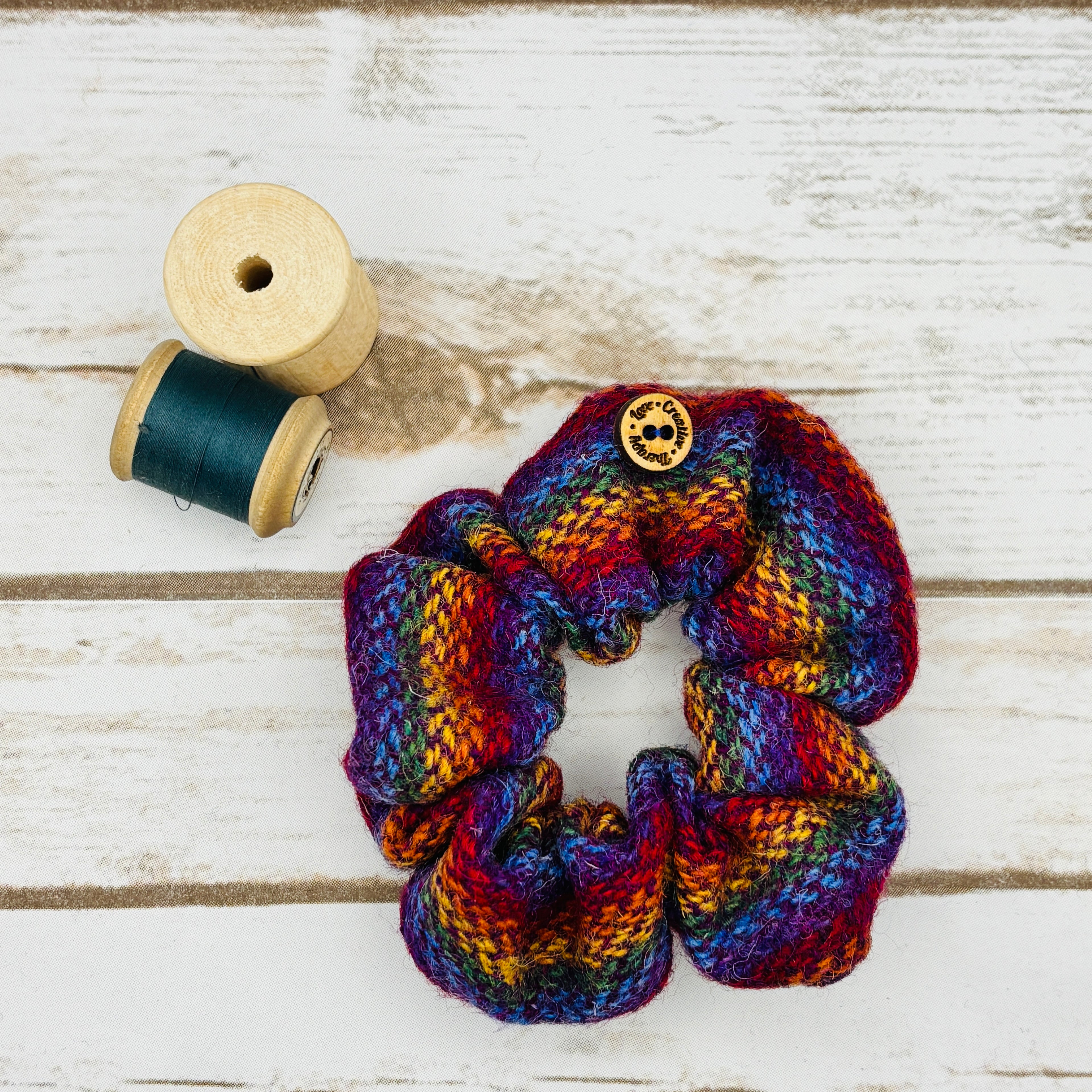 Rainbow Harris Tweed Hair Scrunchie