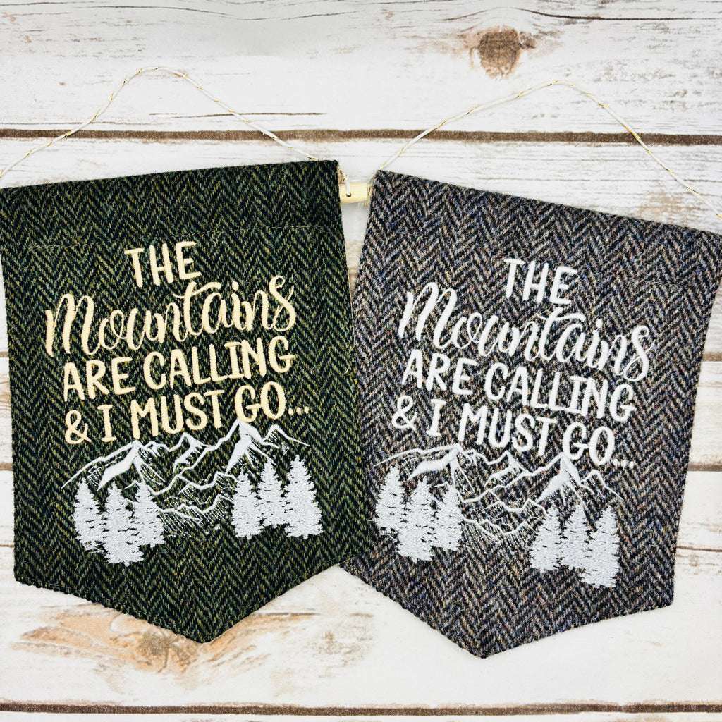 The Mountains are calling - Pennant Wall Hanging