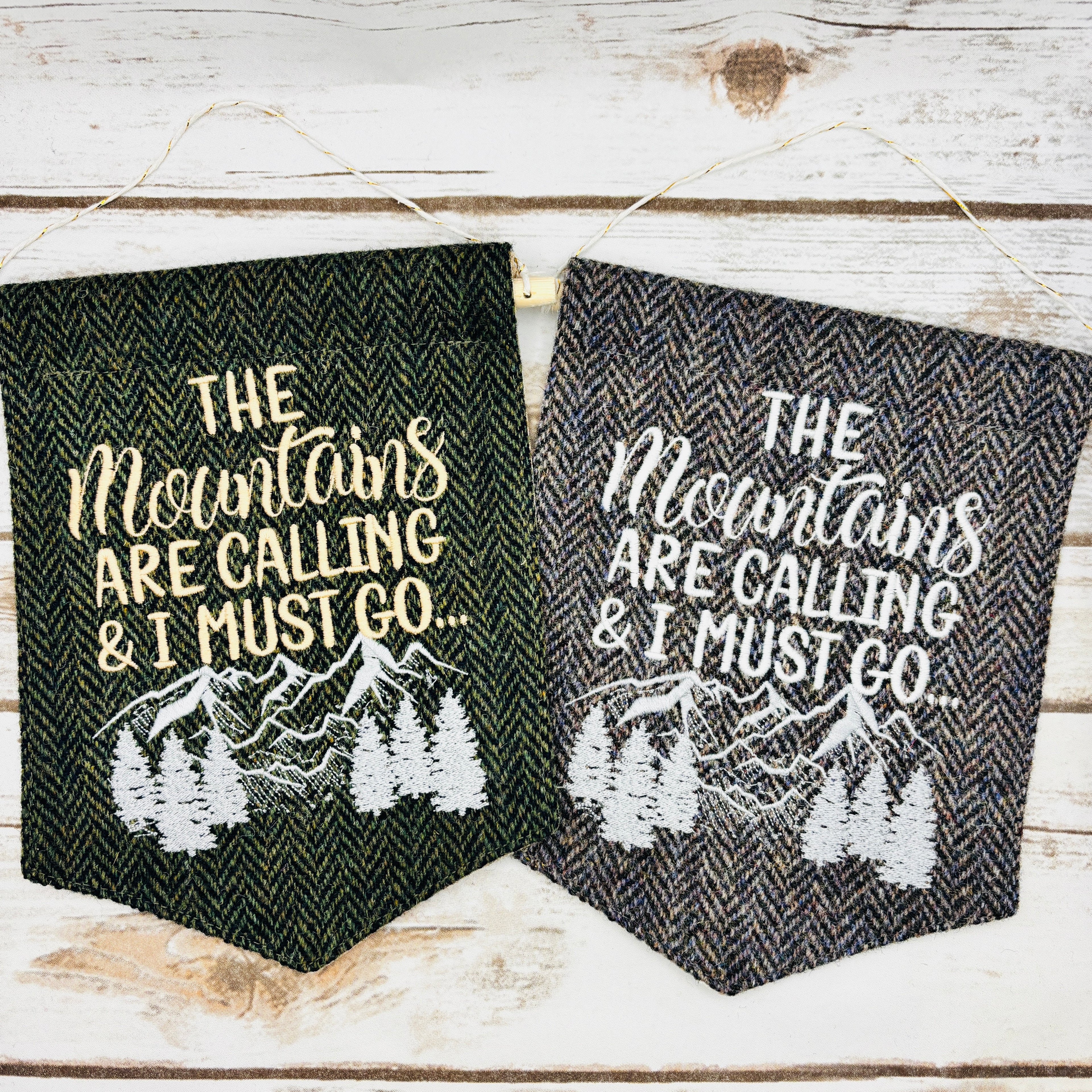 The Mountains are calling - Pennant Wall Hanging