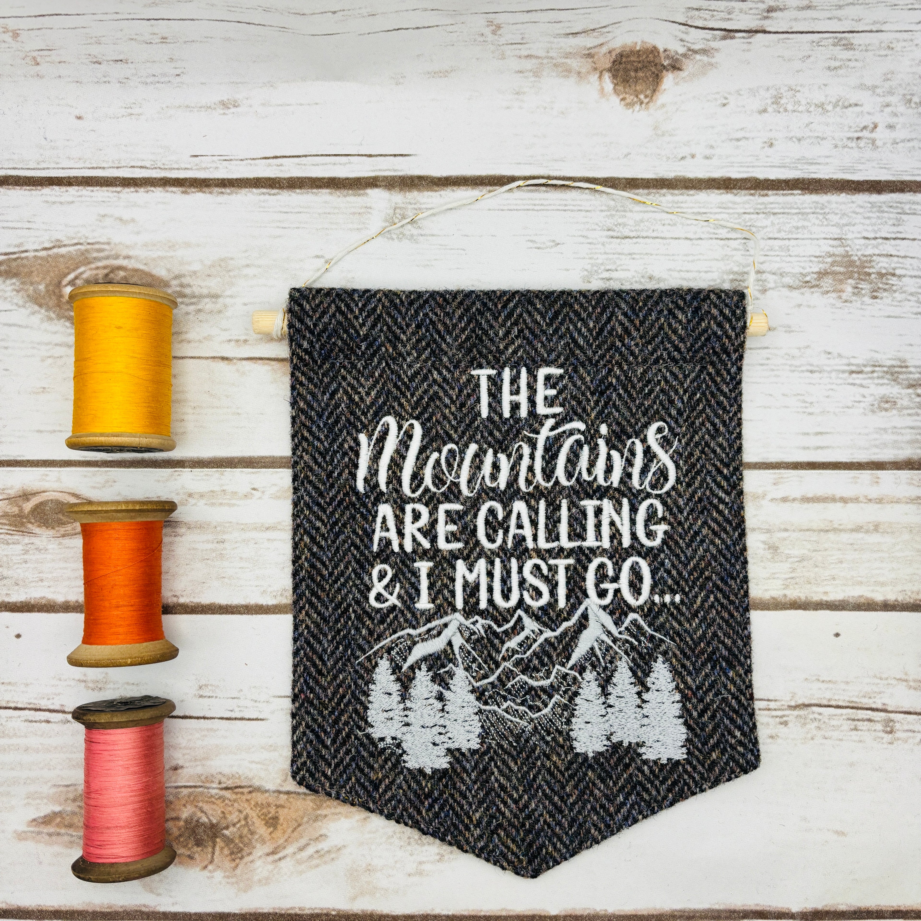The Mountains are calling - Pennant Wall Hanging