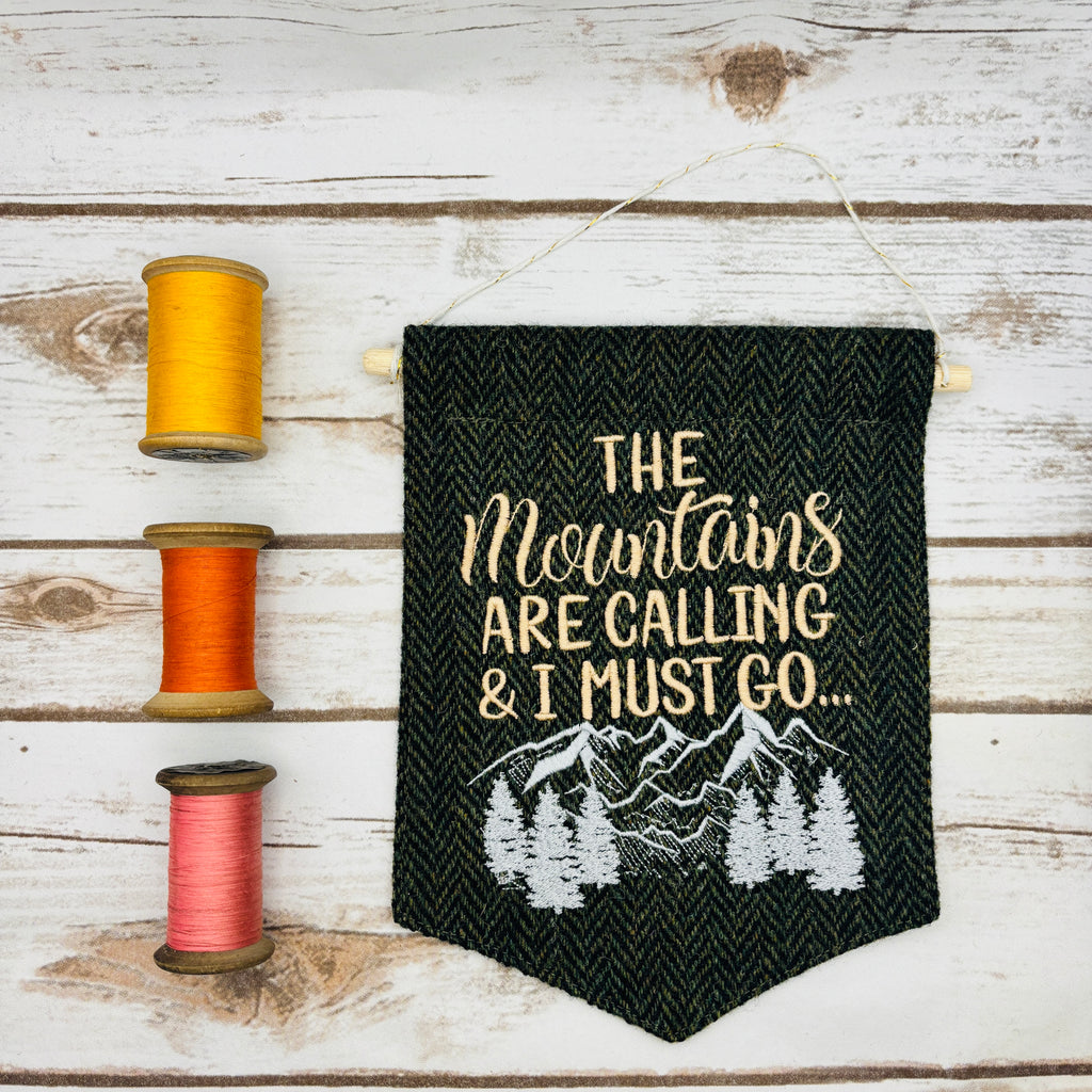 The Mountains are calling - Pennant Wall Hanging