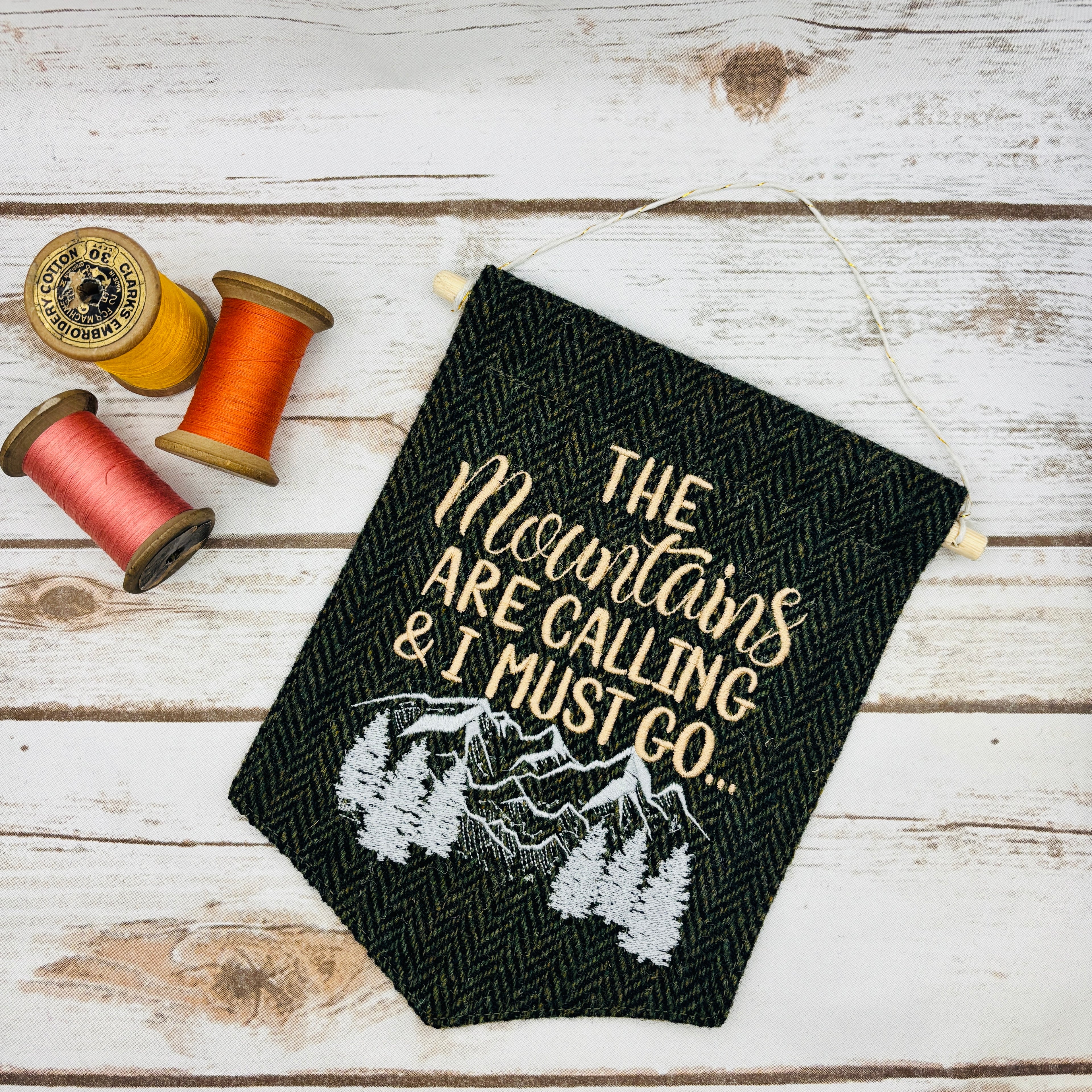 The Mountains are calling - Pennant Wall Hanging