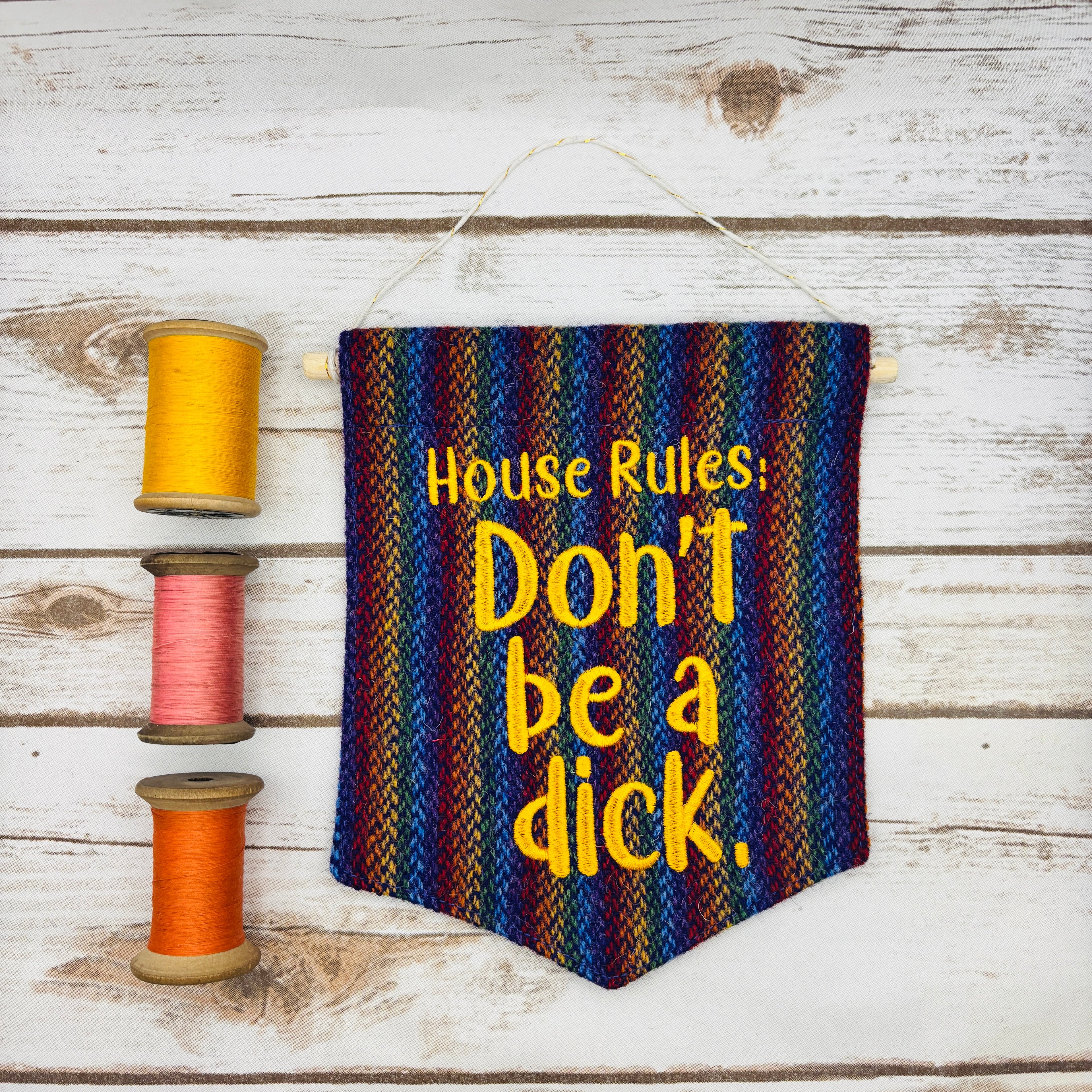 House Rules: Don't be a Dick - Pennant Wall Hanging