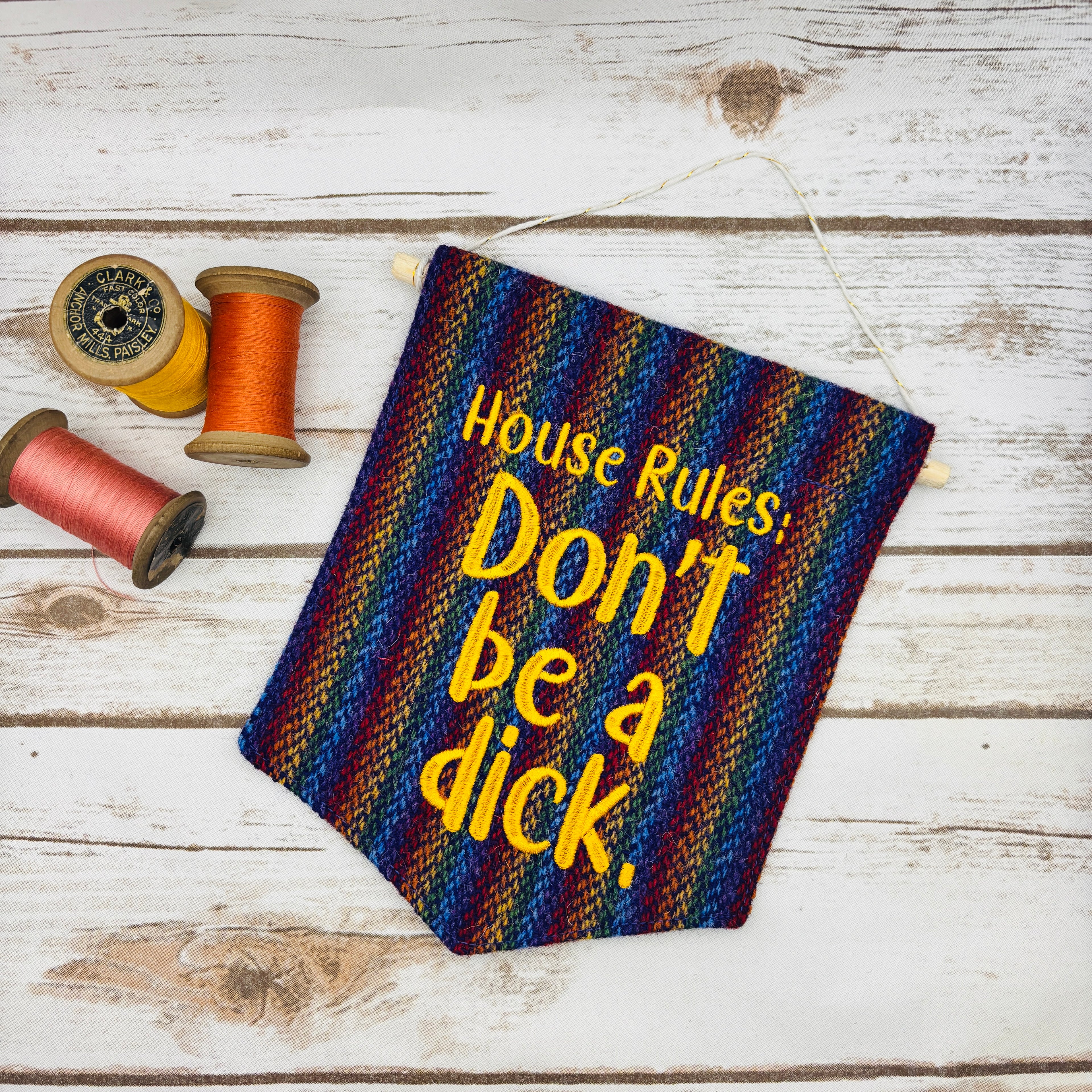 House Rules: Don't be a Dick - Pennant Wall Hanging