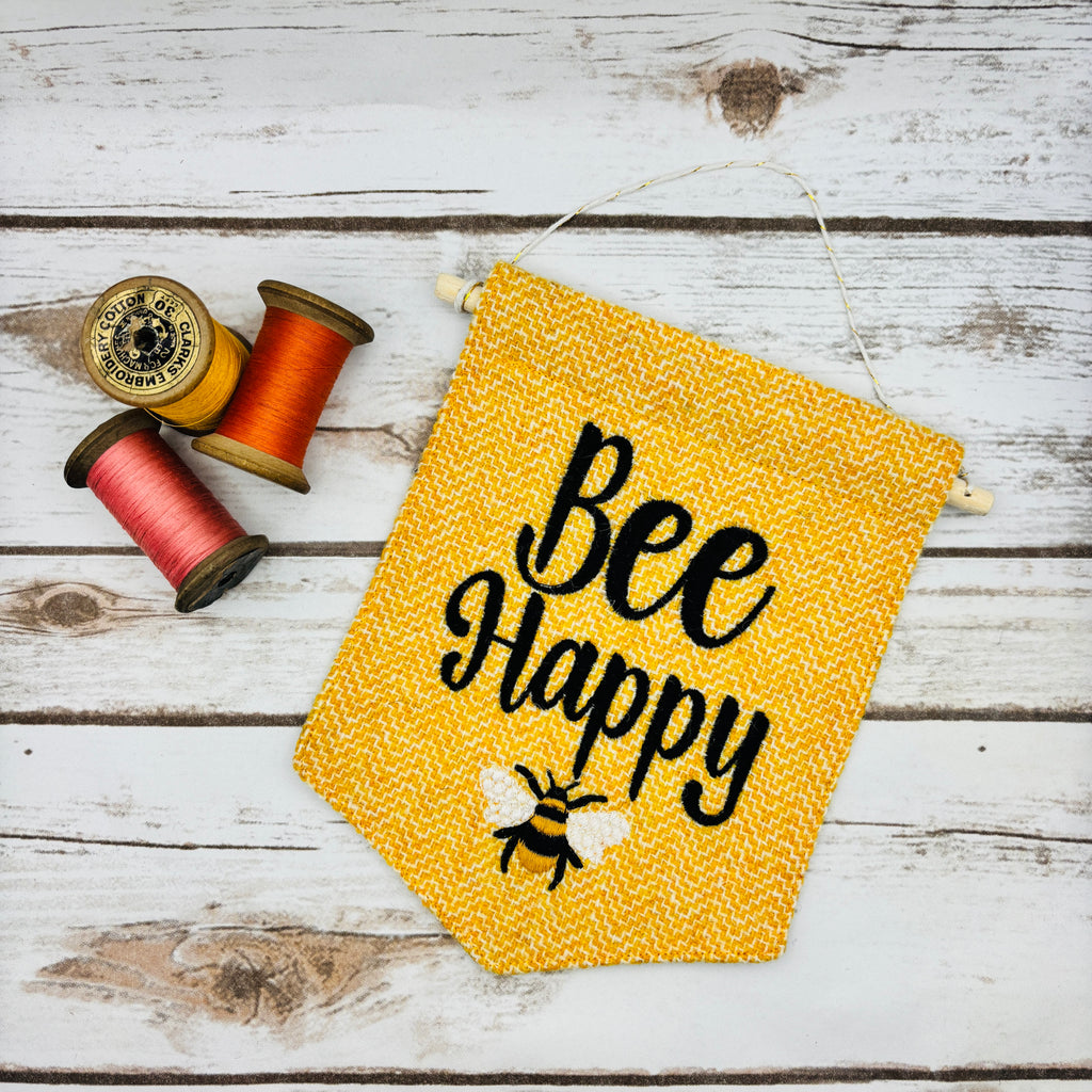 Bee Happy - Pennant Wall Hanging
