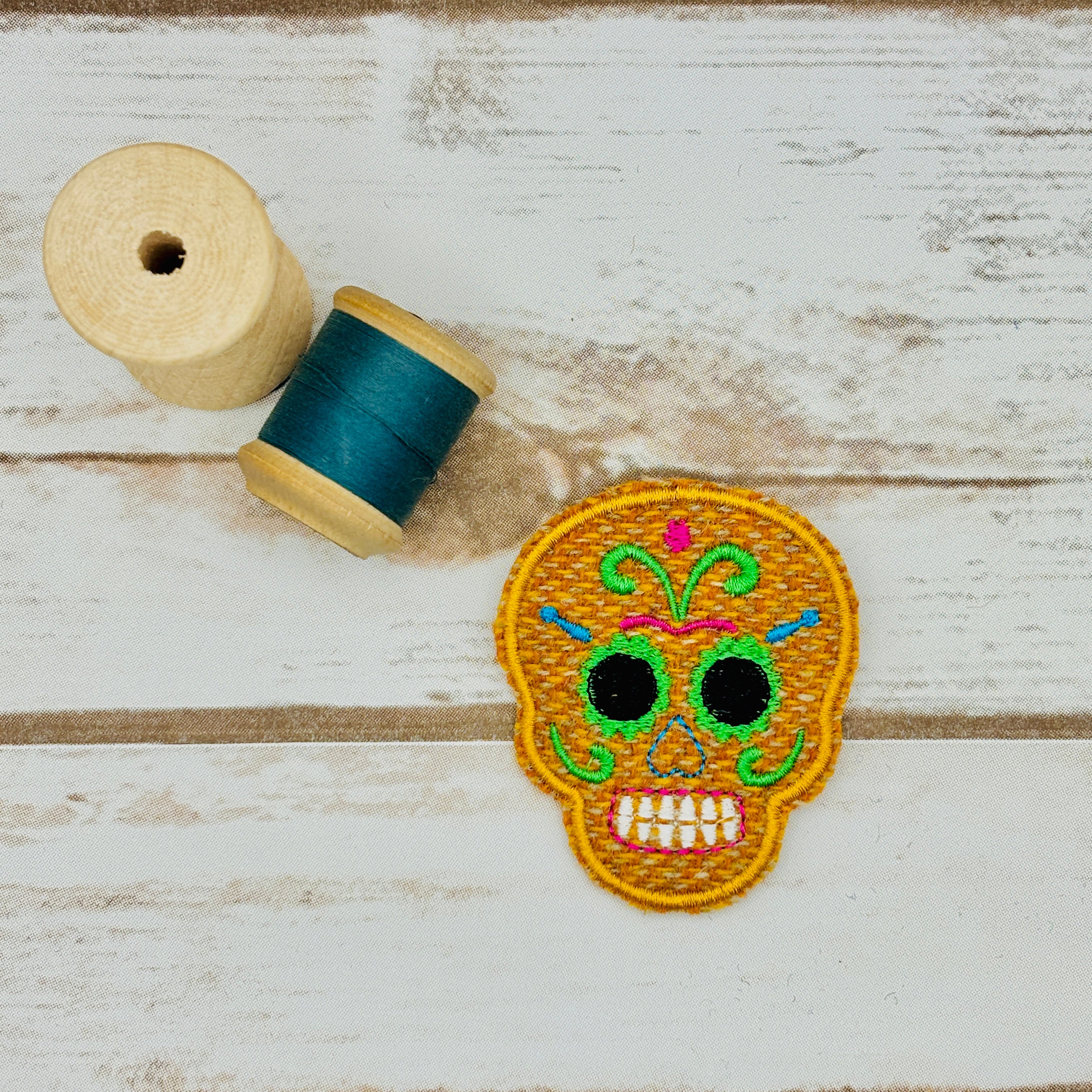 Sugar Skulls - Harris Tweed Brooch