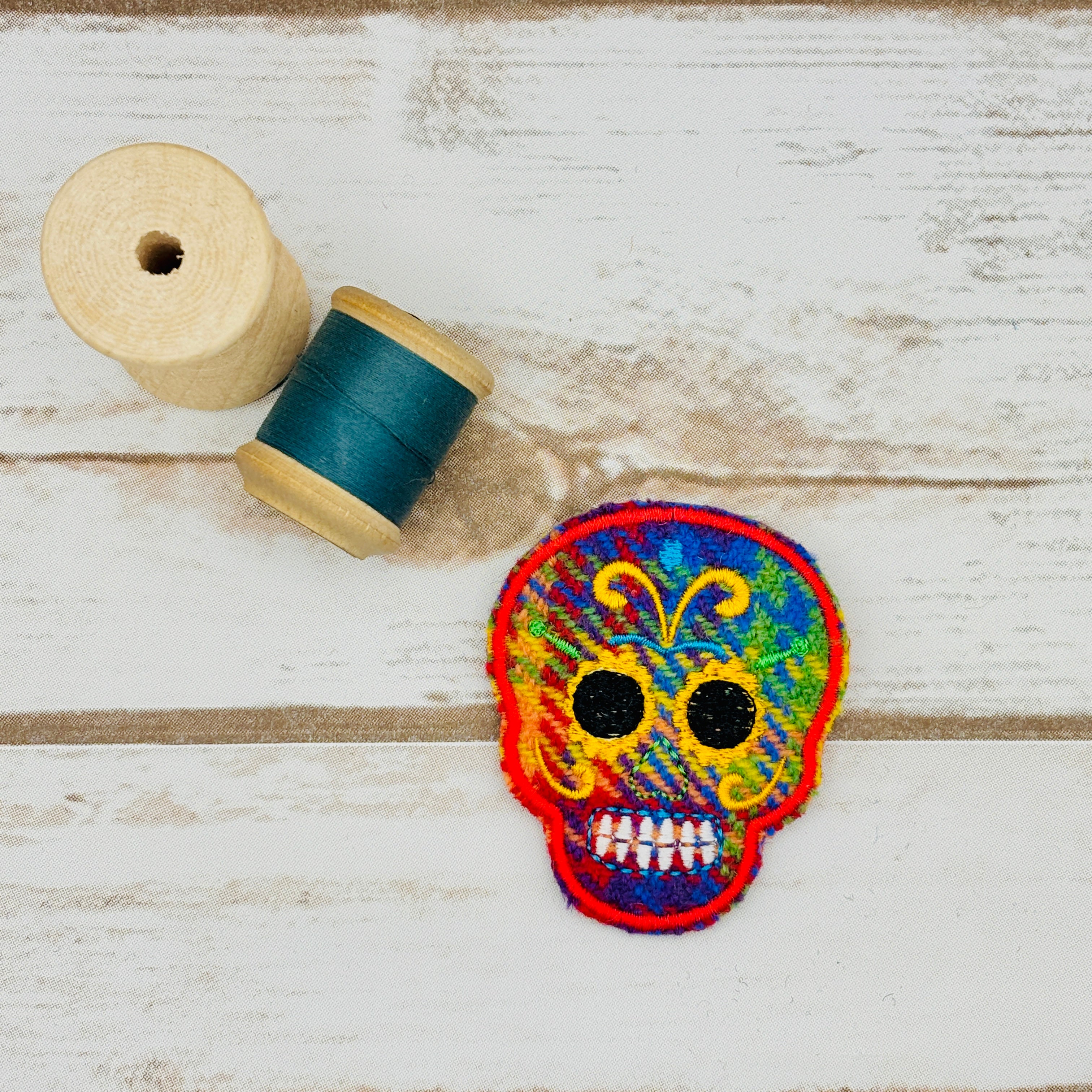 Sugar Skulls - Harris Tweed Brooch