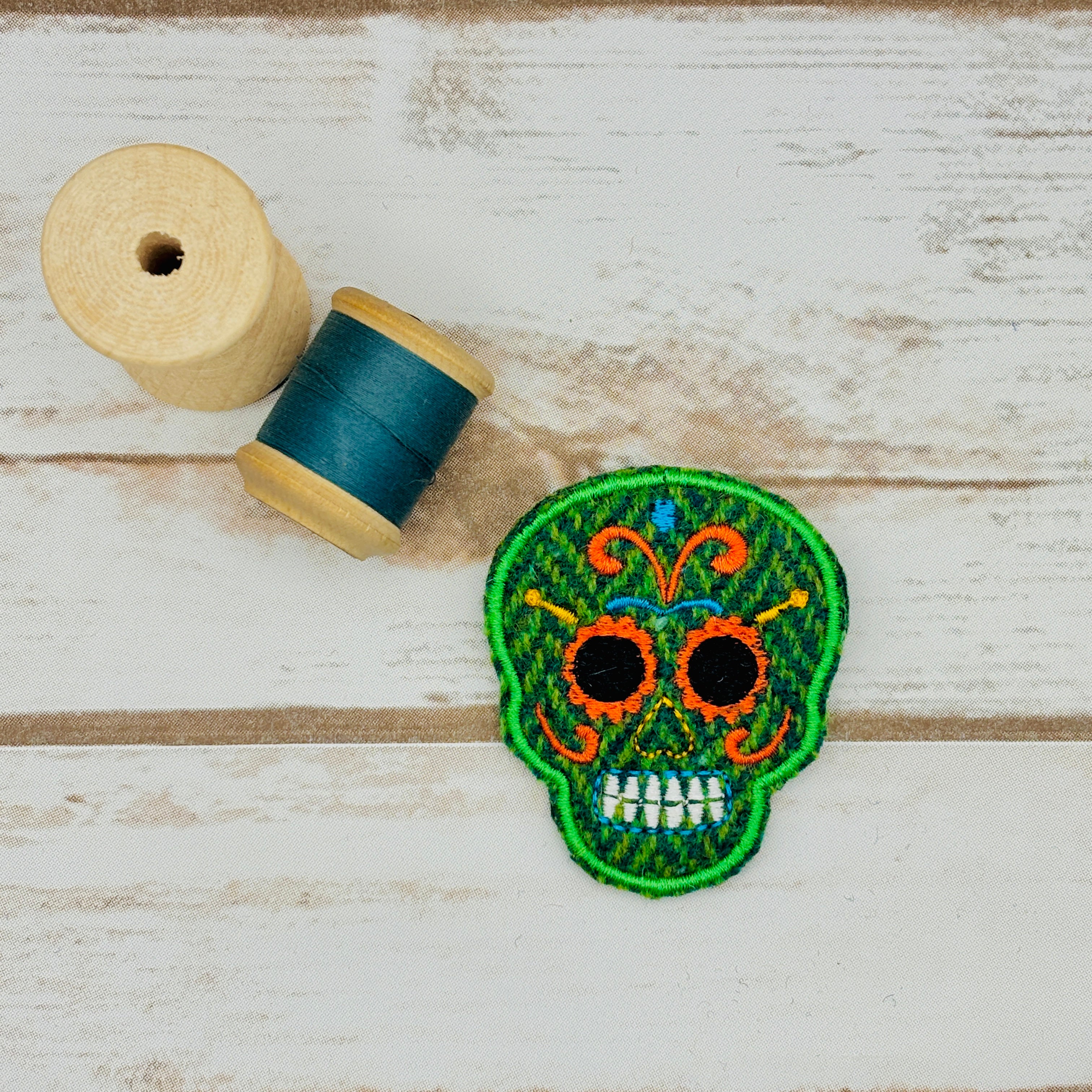 Sugar Skulls - Harris Tweed Brooch
