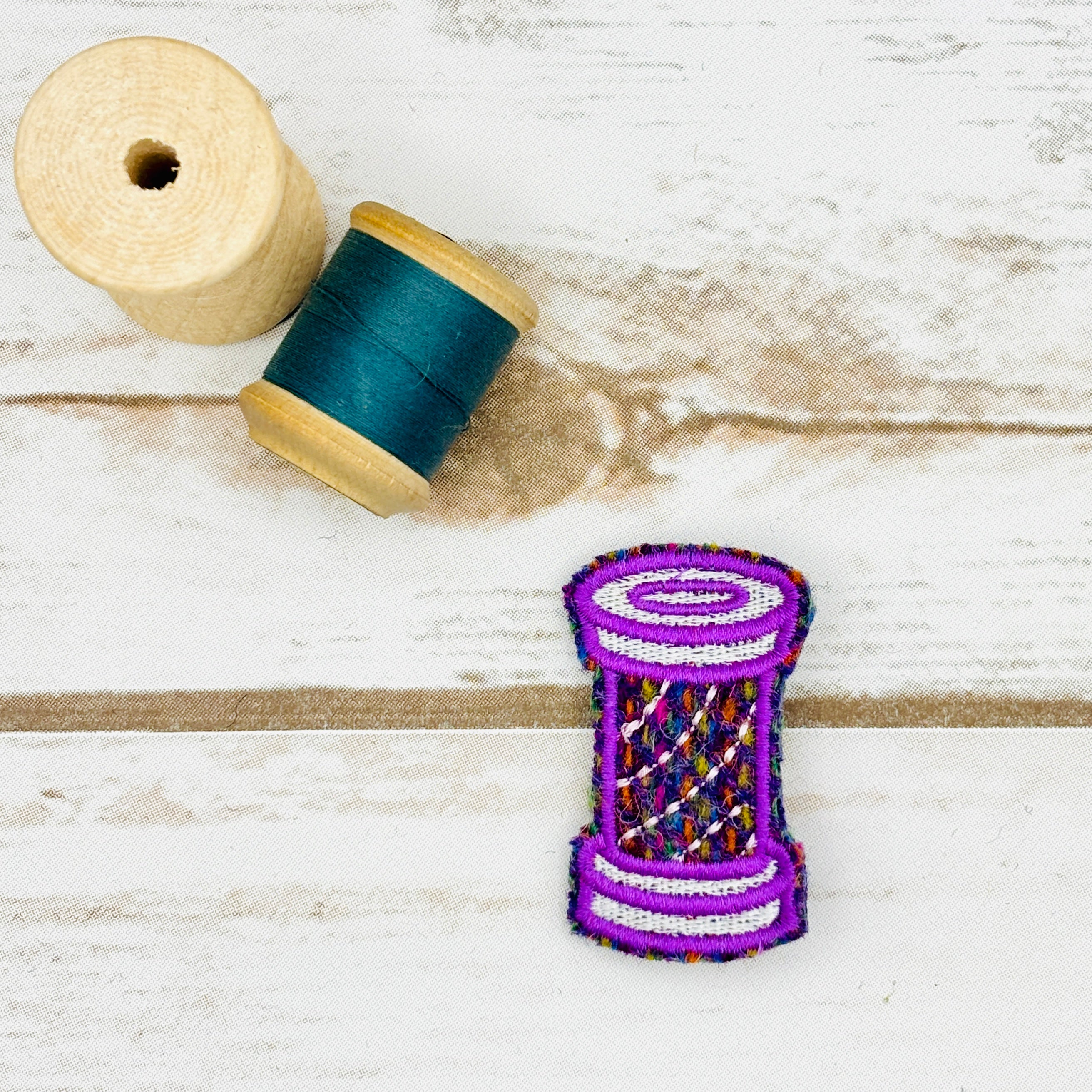 Thread Spool - Harris Tweed Brooch