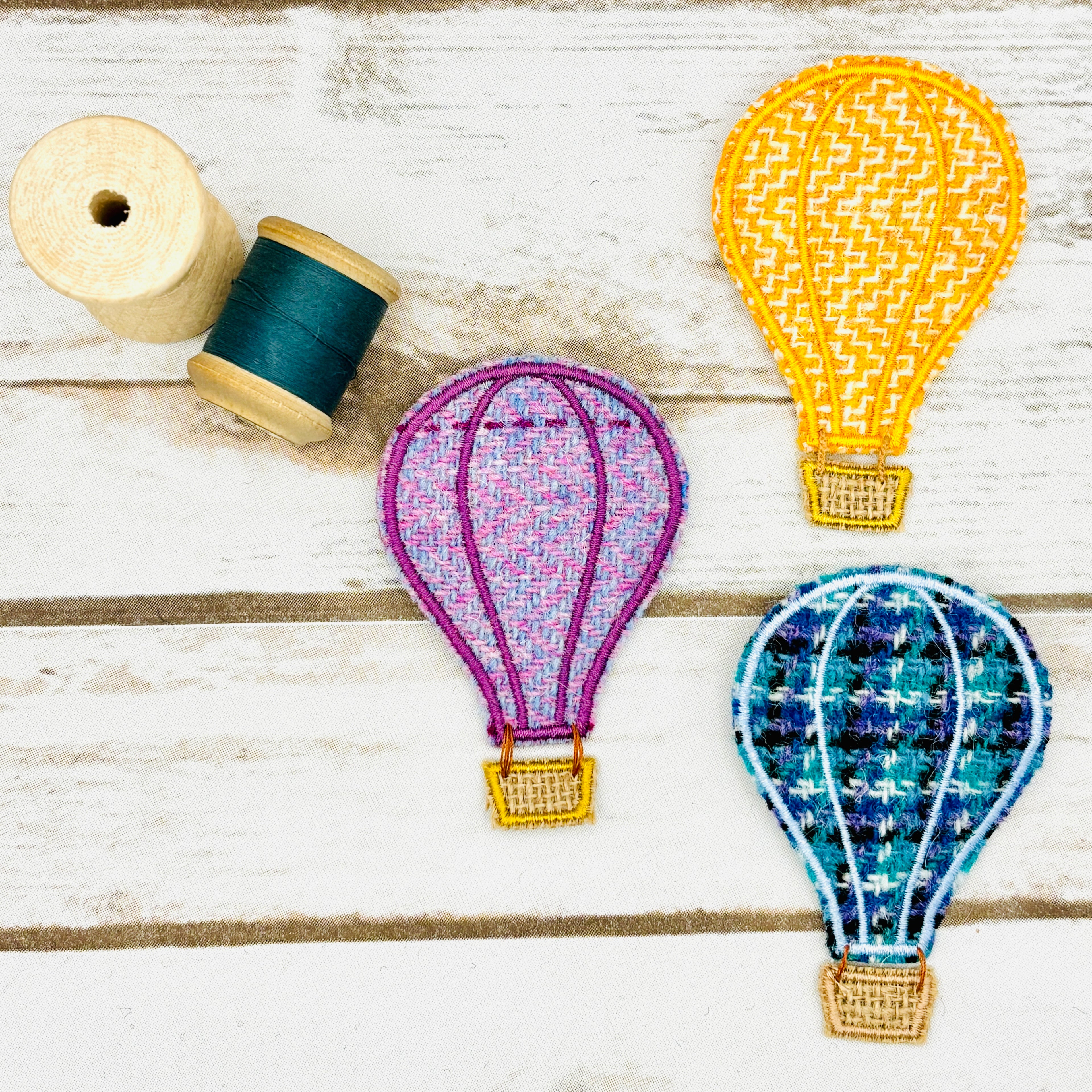Hot Air Balloons - Harris Tweed Brooch