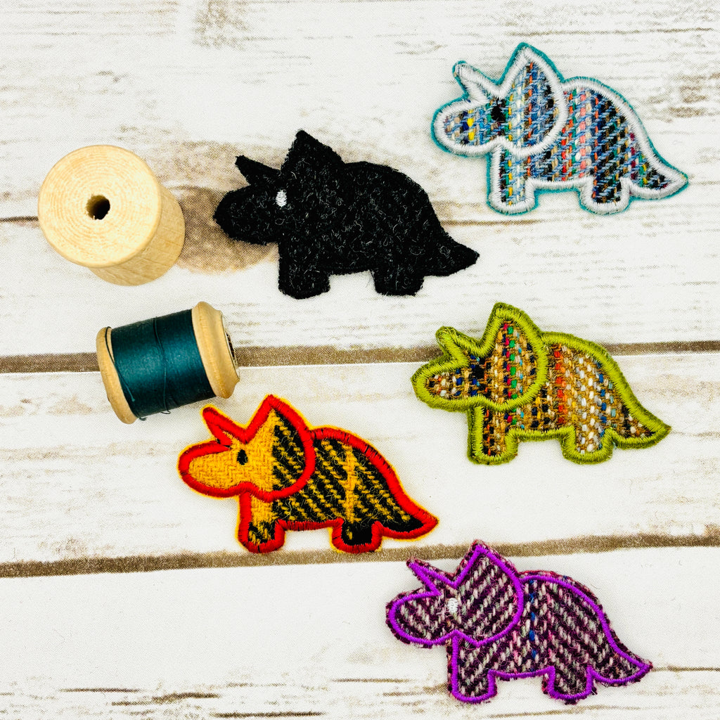 Triceratops - Harris Tweed Brooch