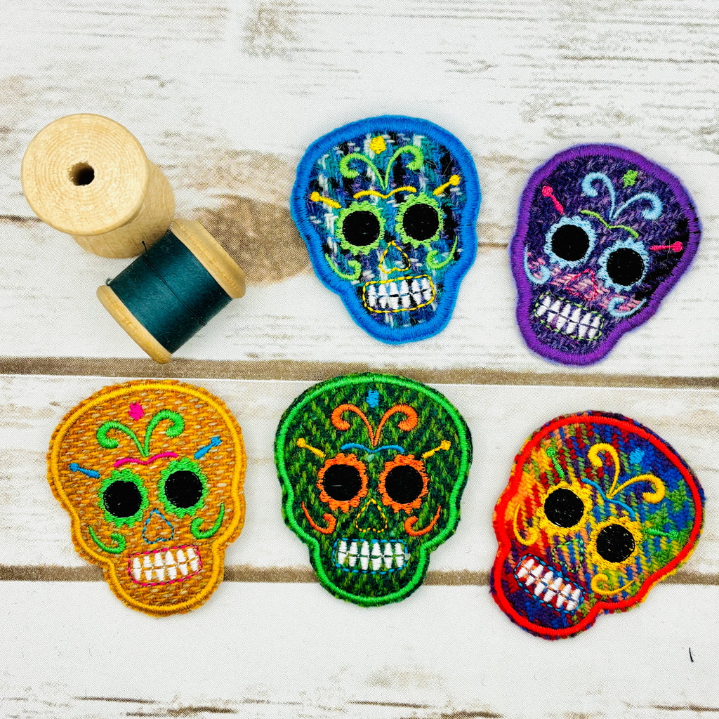 Sugar Skulls - Harris Tweed Brooch