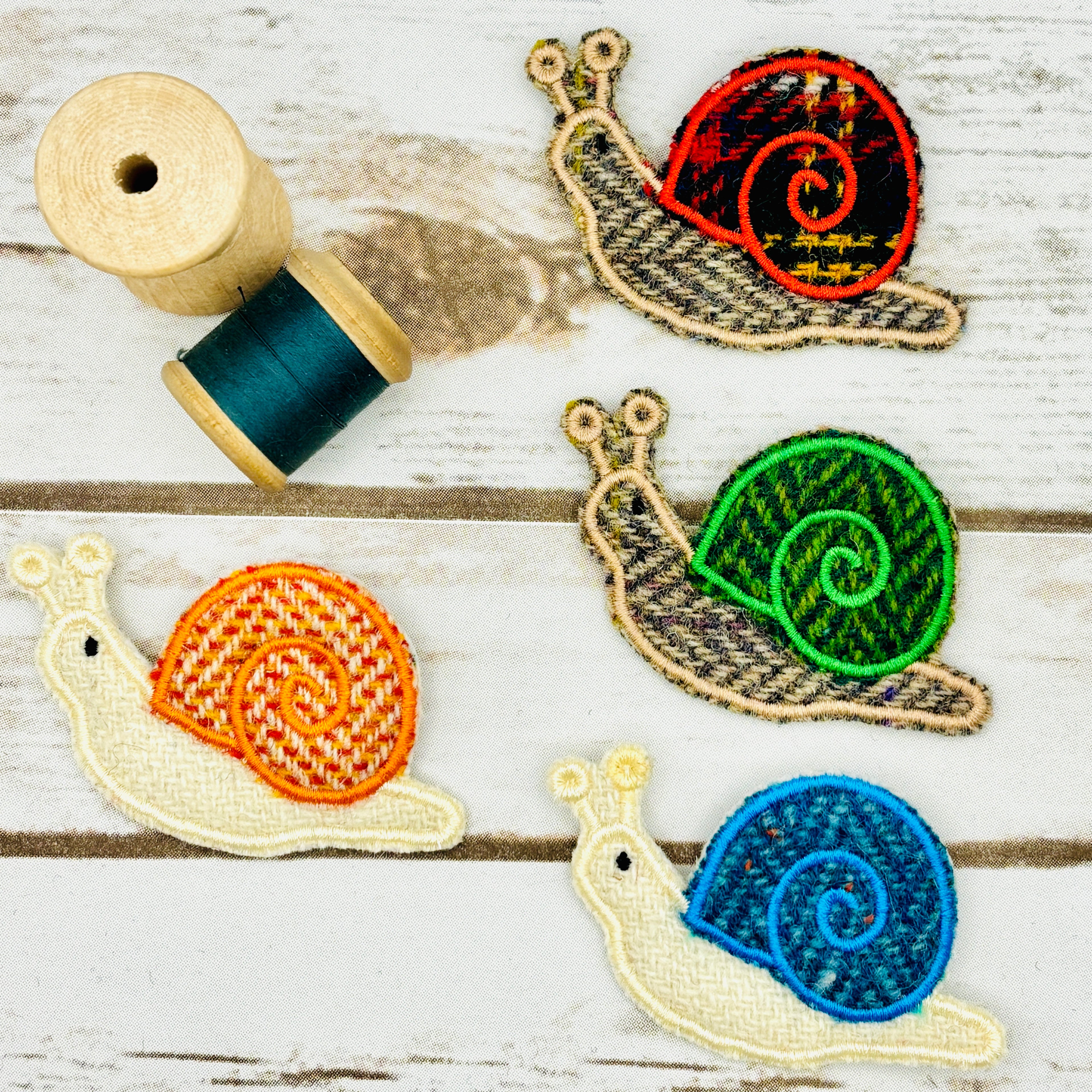 Snails - Harris Tweed Brooch