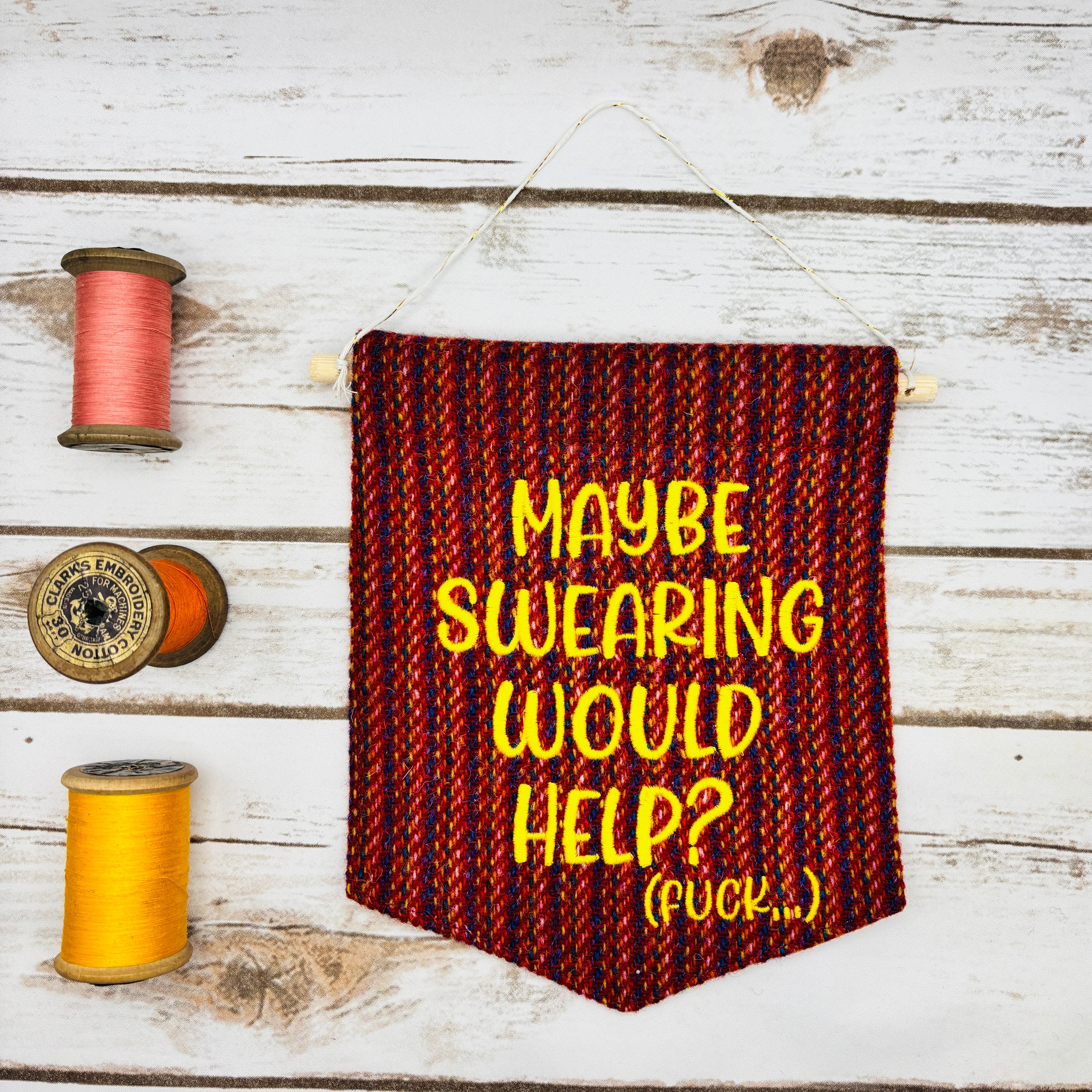 Maybe swearing would help? - Pennant Wall Hanging
