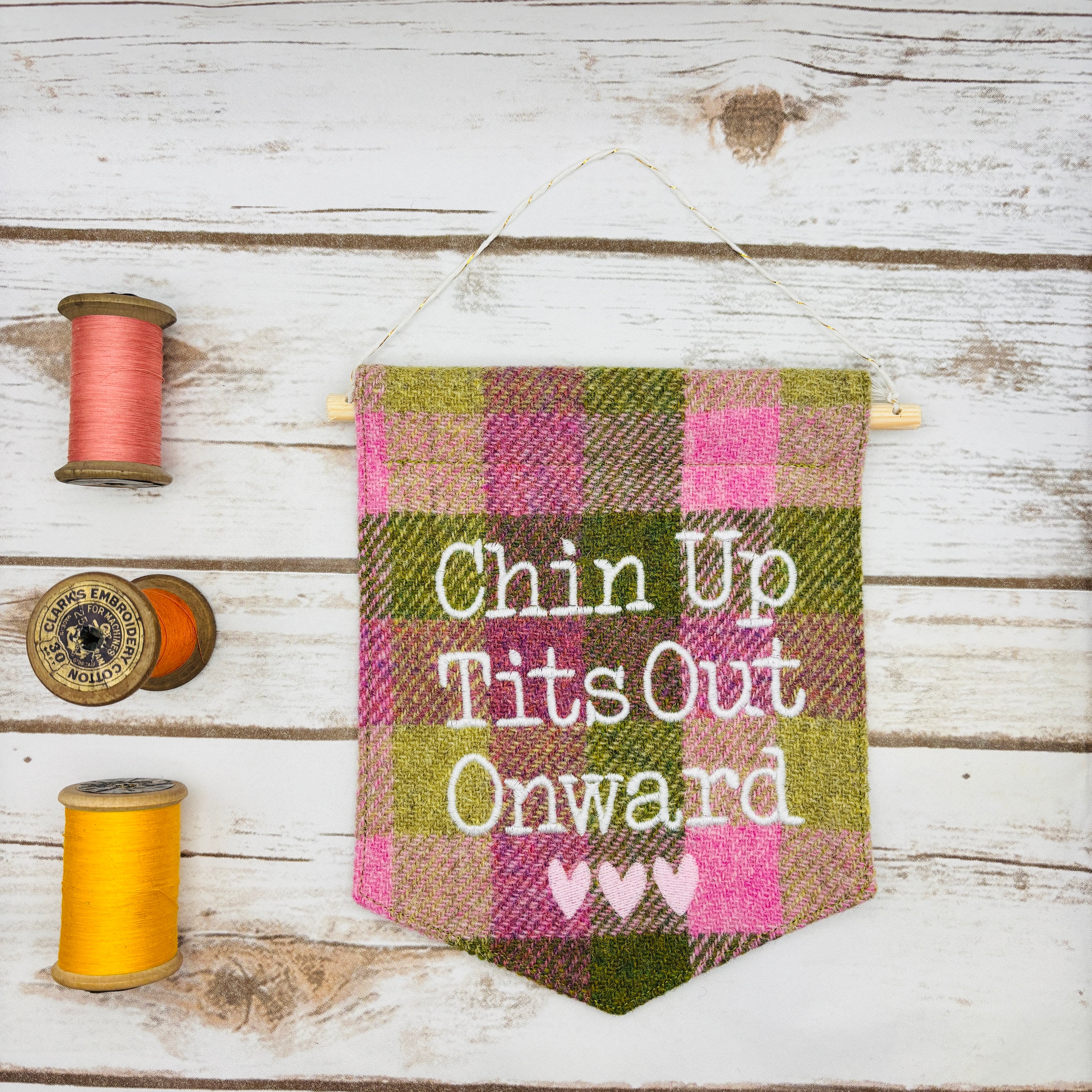 Chin Up. Tits Out. Onward. - Pennant Wall Hanging