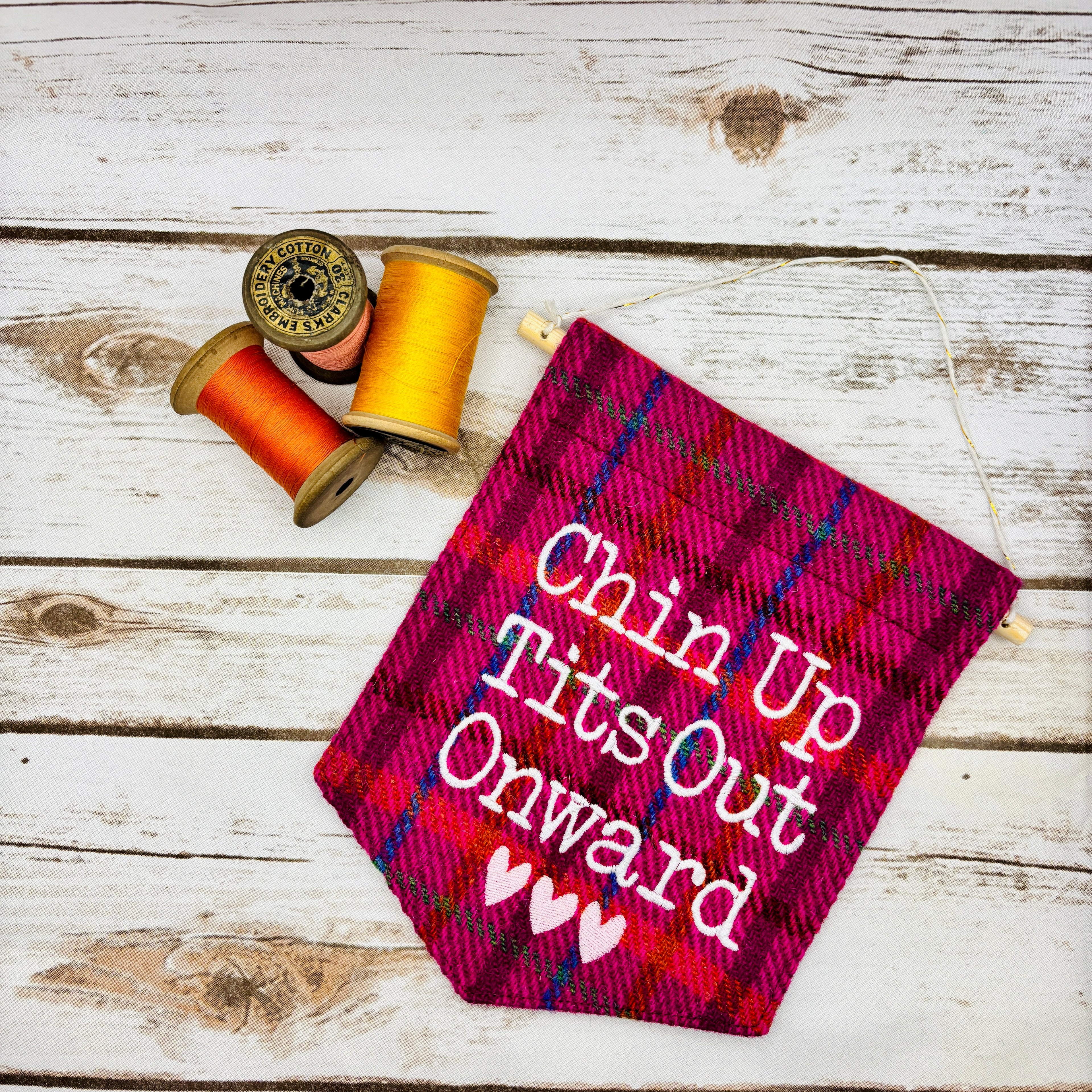 Chin Up. Tits Out. Onward. - Pennant Wall Hanging
