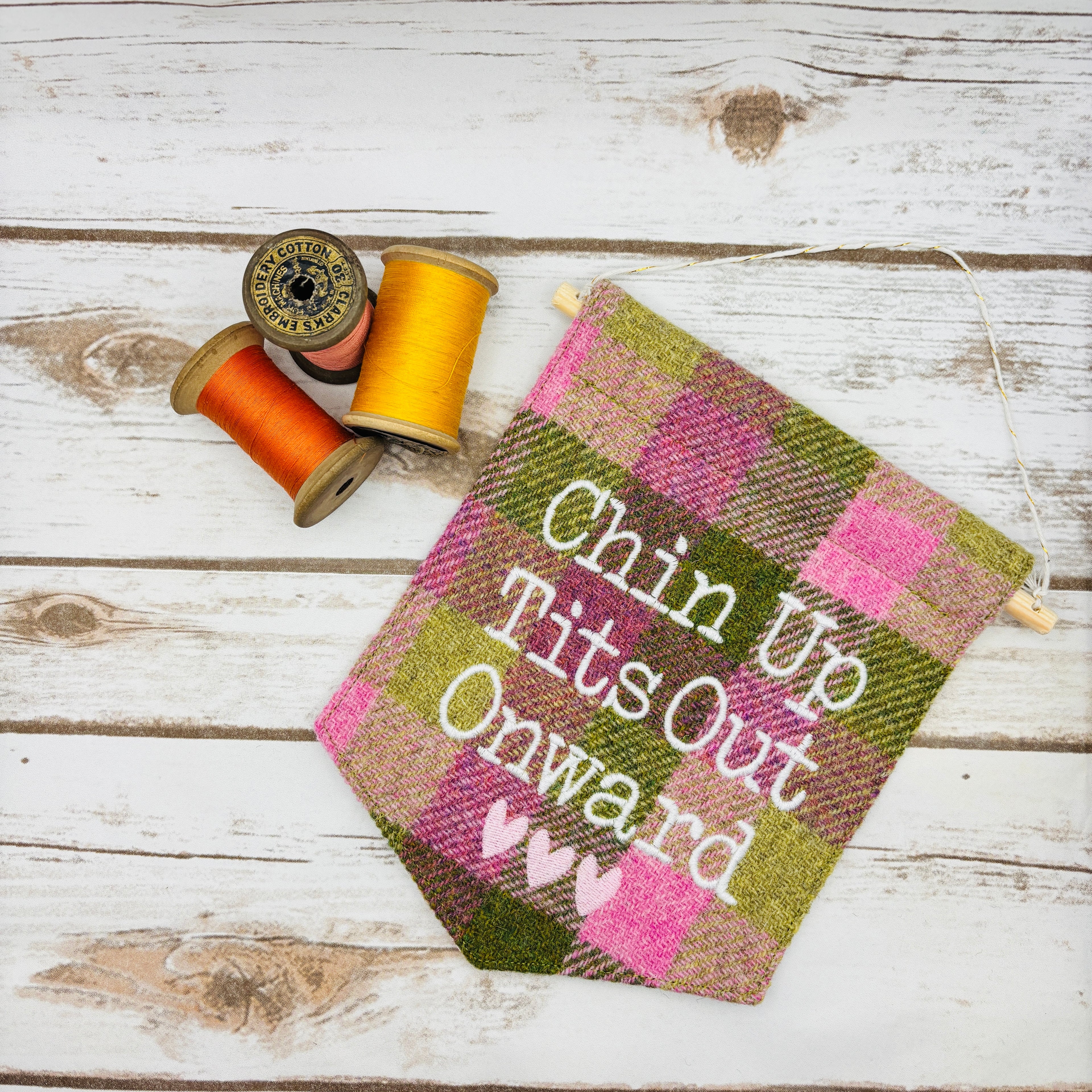 Chin Up. Tits Out. Onward. - Pennant Wall Hanging