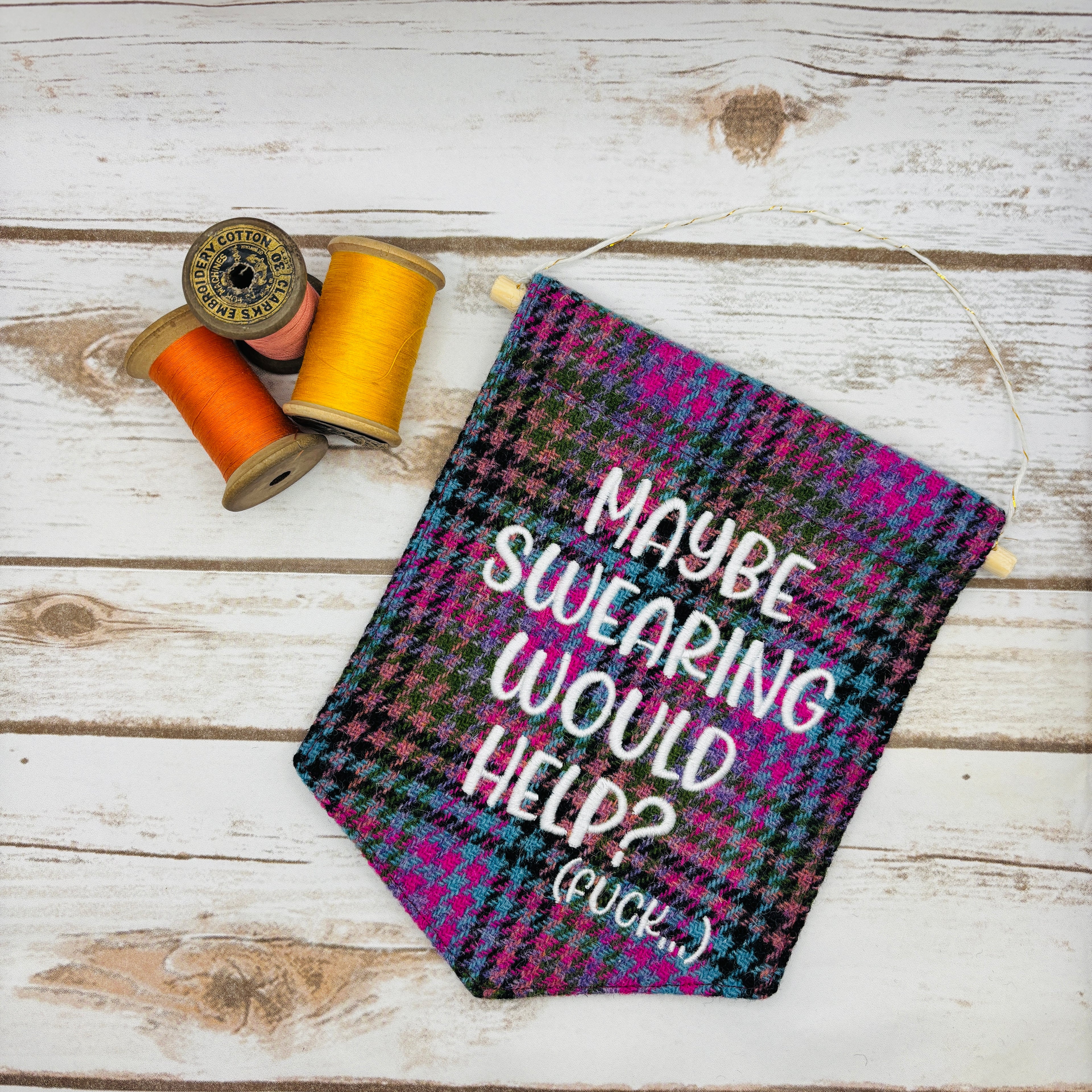 Maybe swearing would help? - Pennant Wall Hanging
