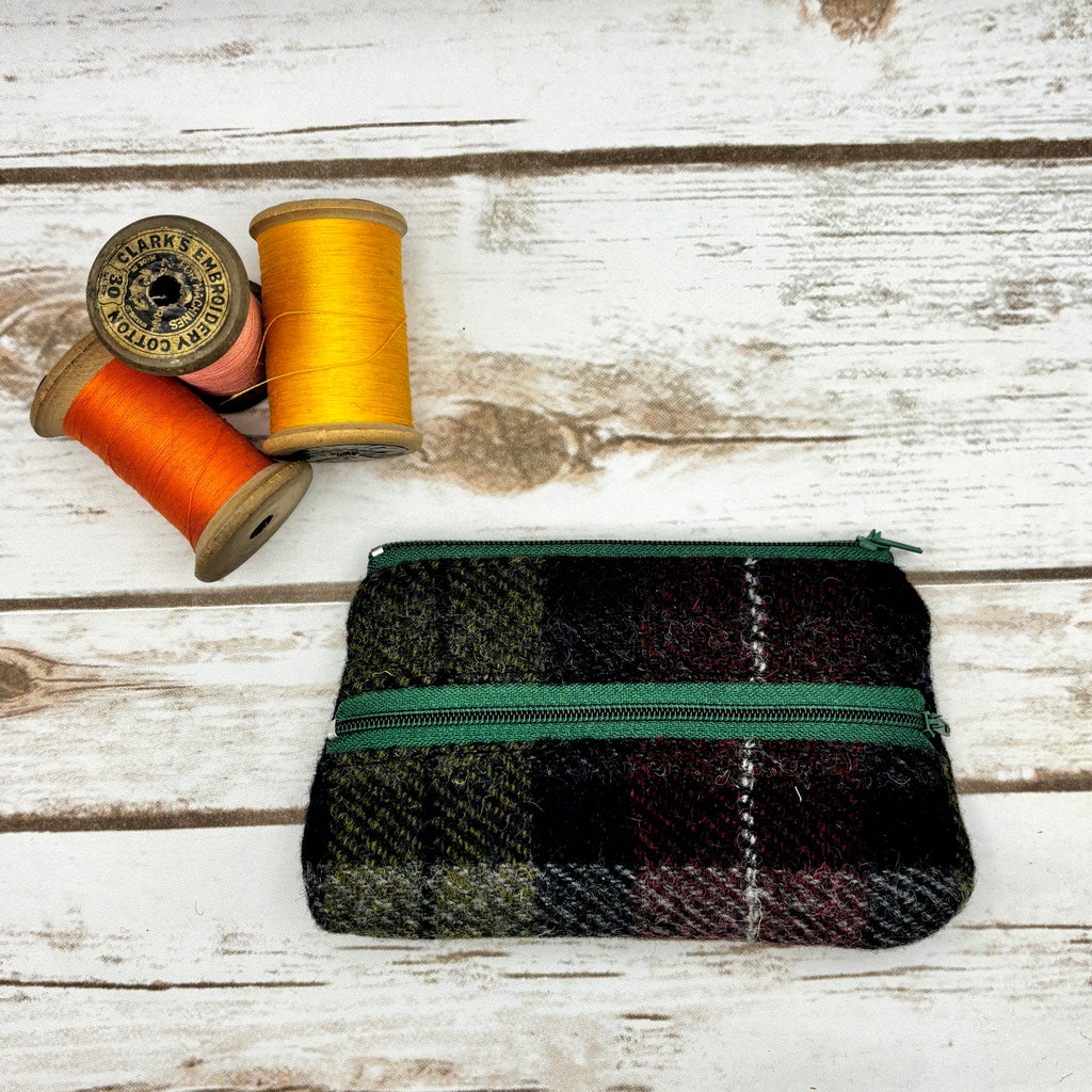 Navy Tartan Harris Tweed Large Purse
