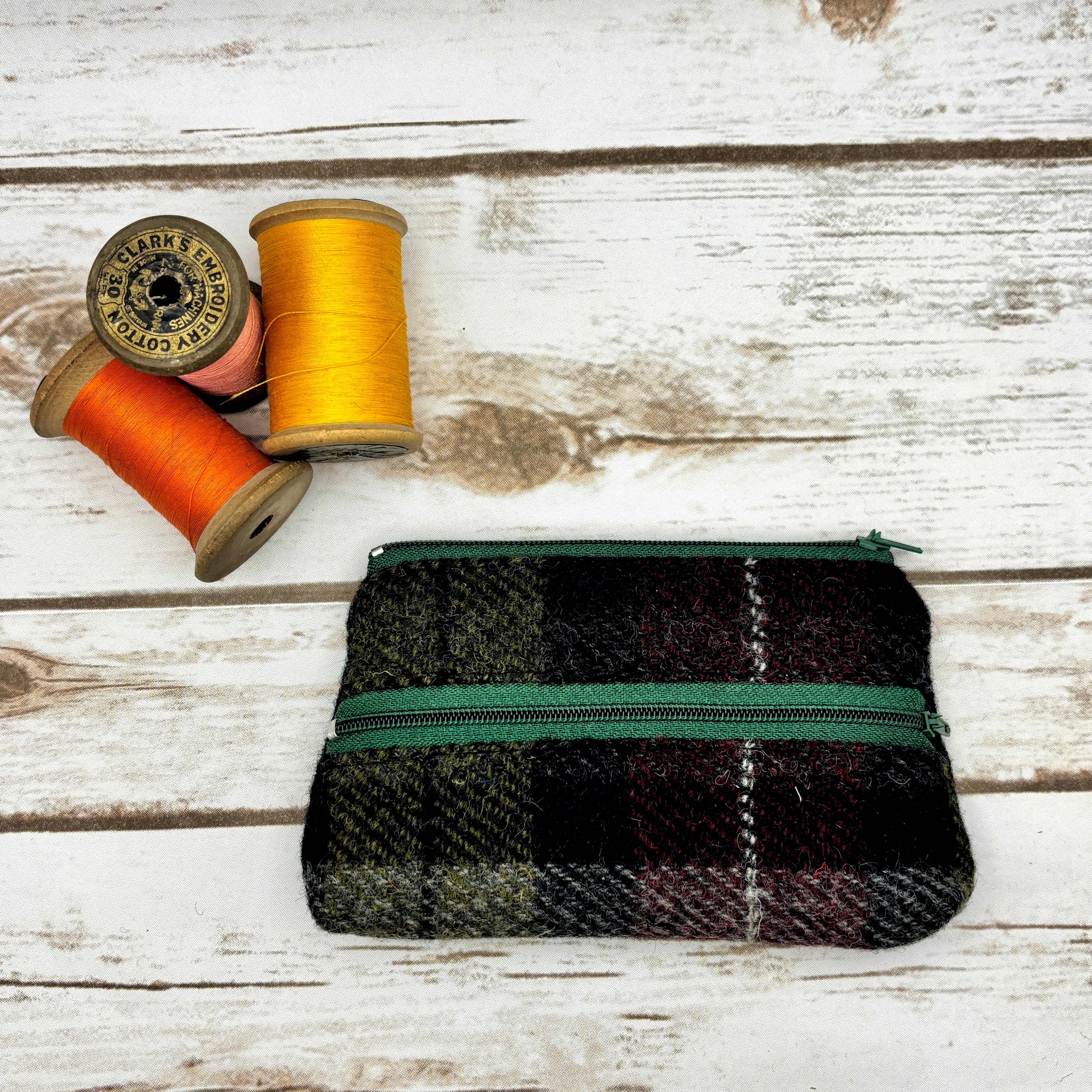 Navy Tartan Harris Tweed Large Purse
