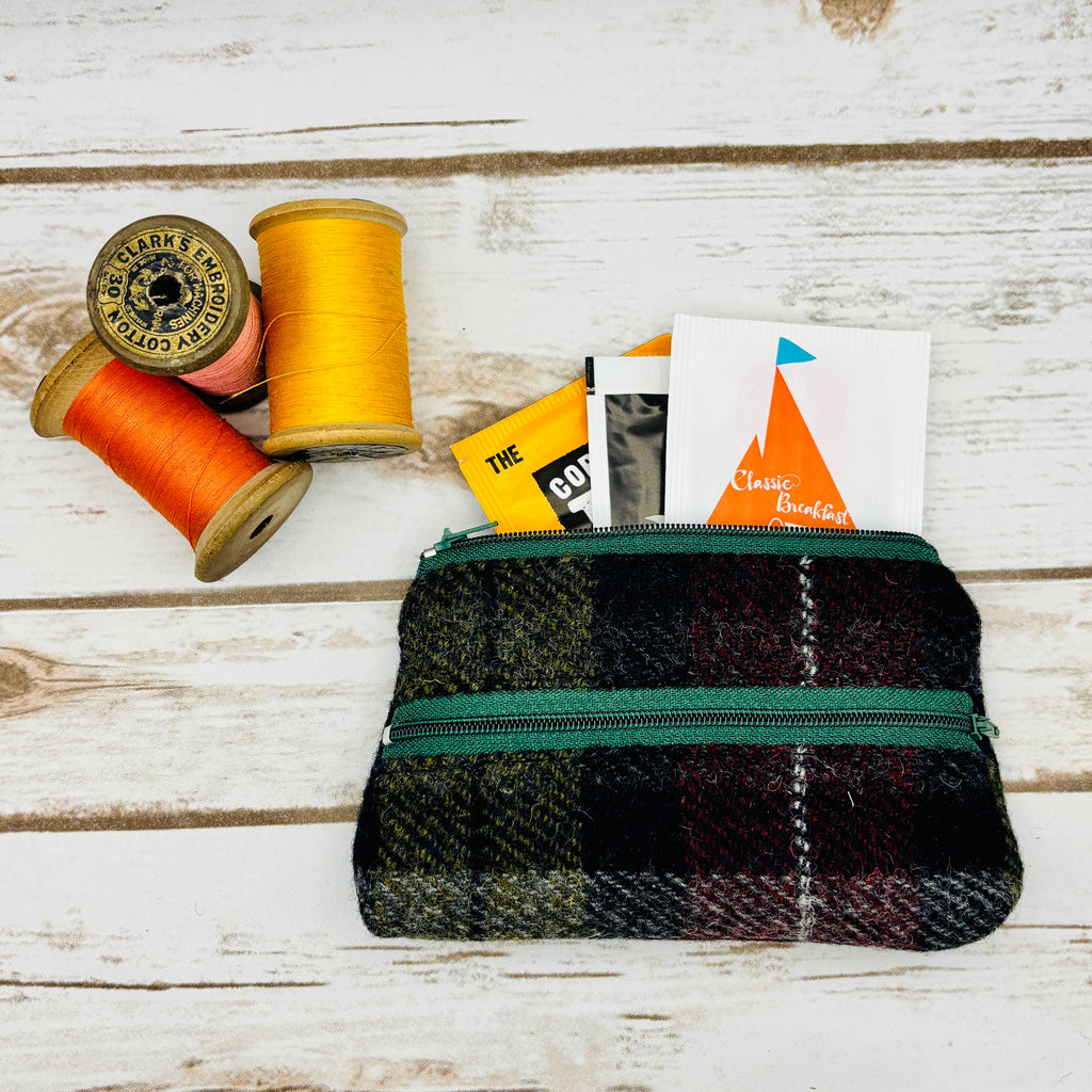 Navy Tartan Harris Tweed Large Purse