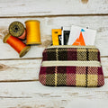 Pink, Brown & Beige Tartan Harris Tweed Large Purse