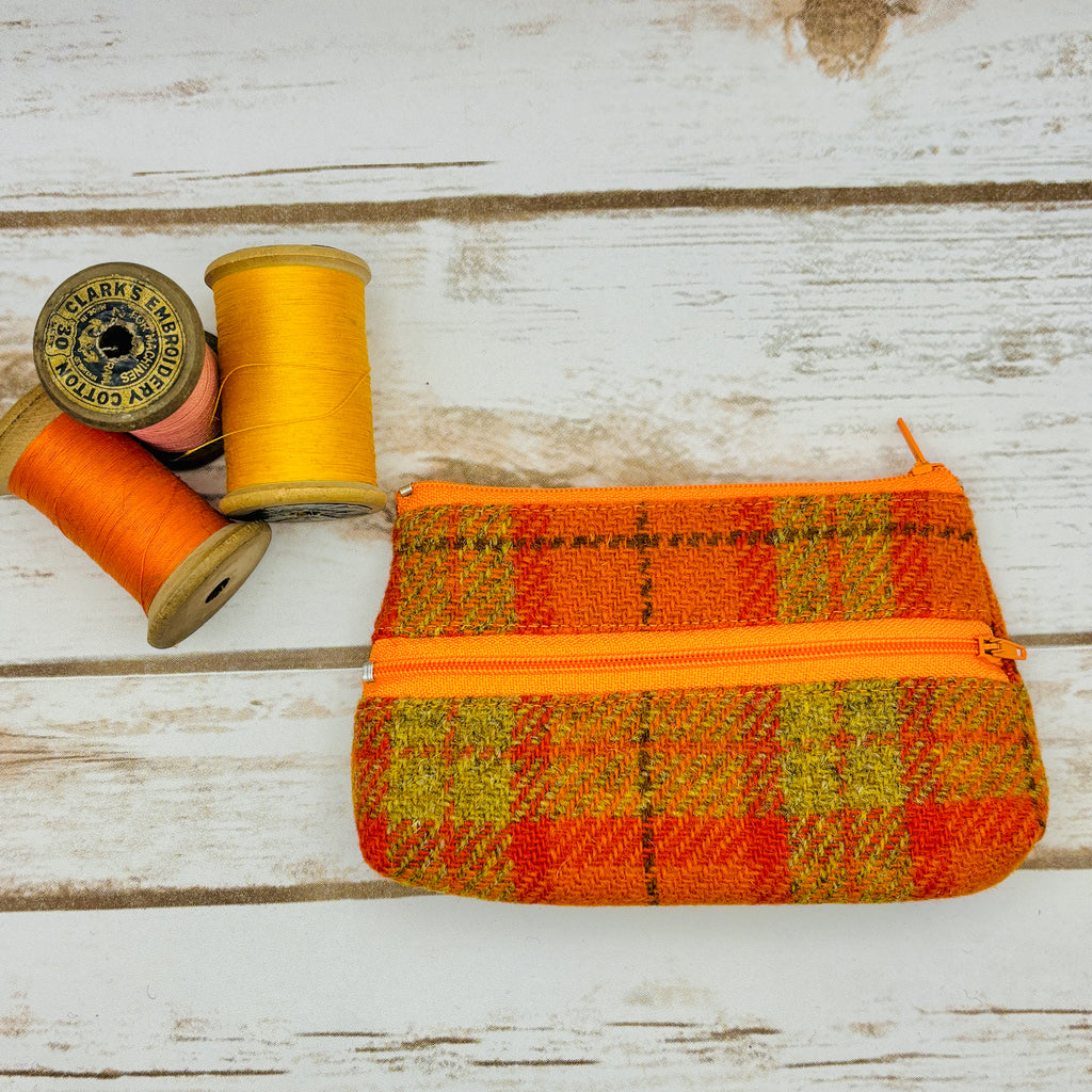 Orange Tartan Harris Tweed Large Purse
