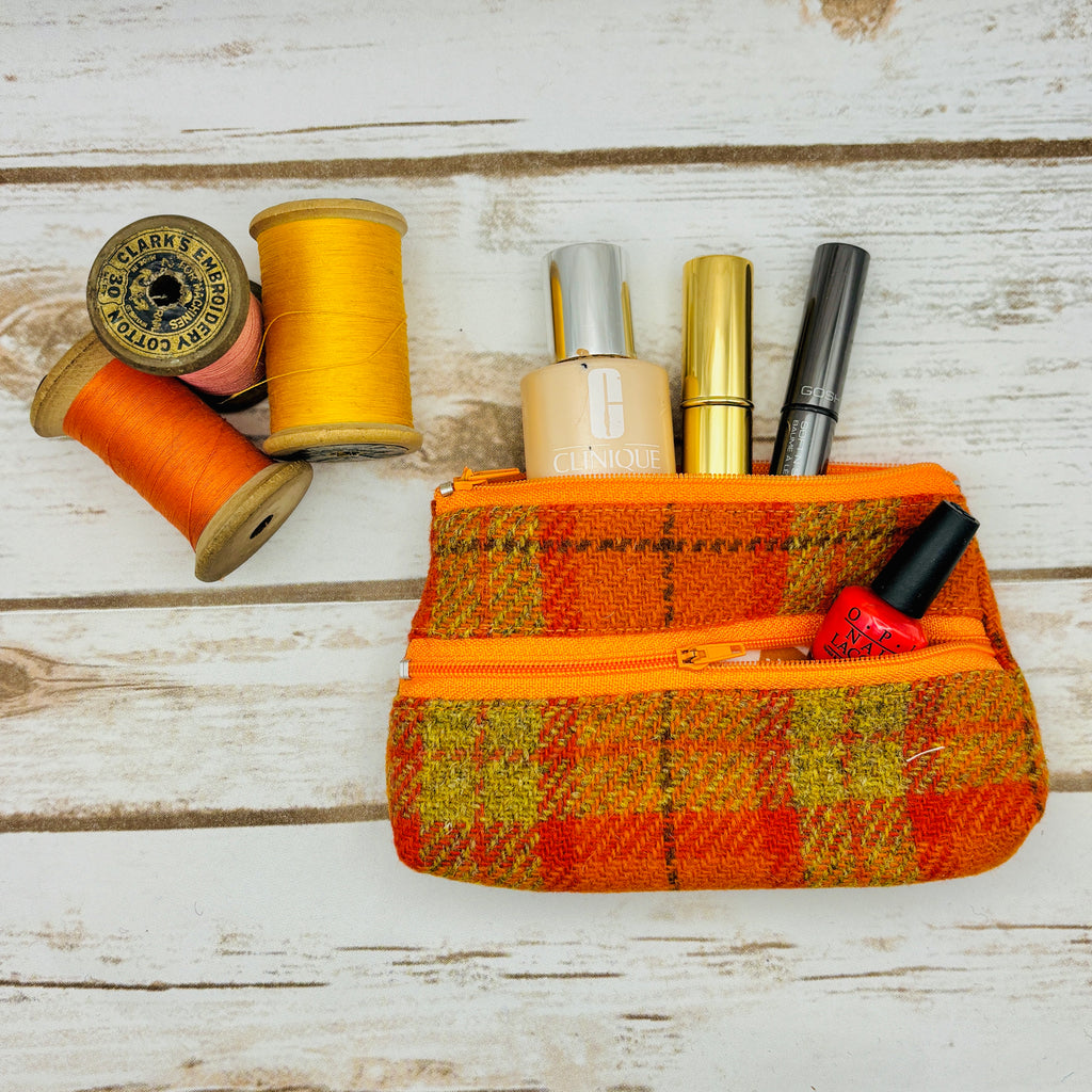 Orange Tartan Harris Tweed Large Purse