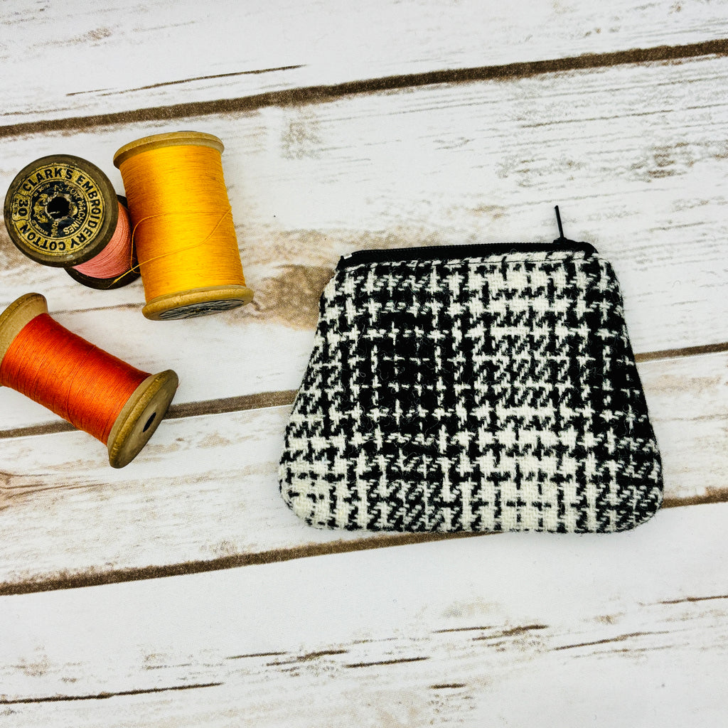 Black & White Tartan Harris Tweed Purse
