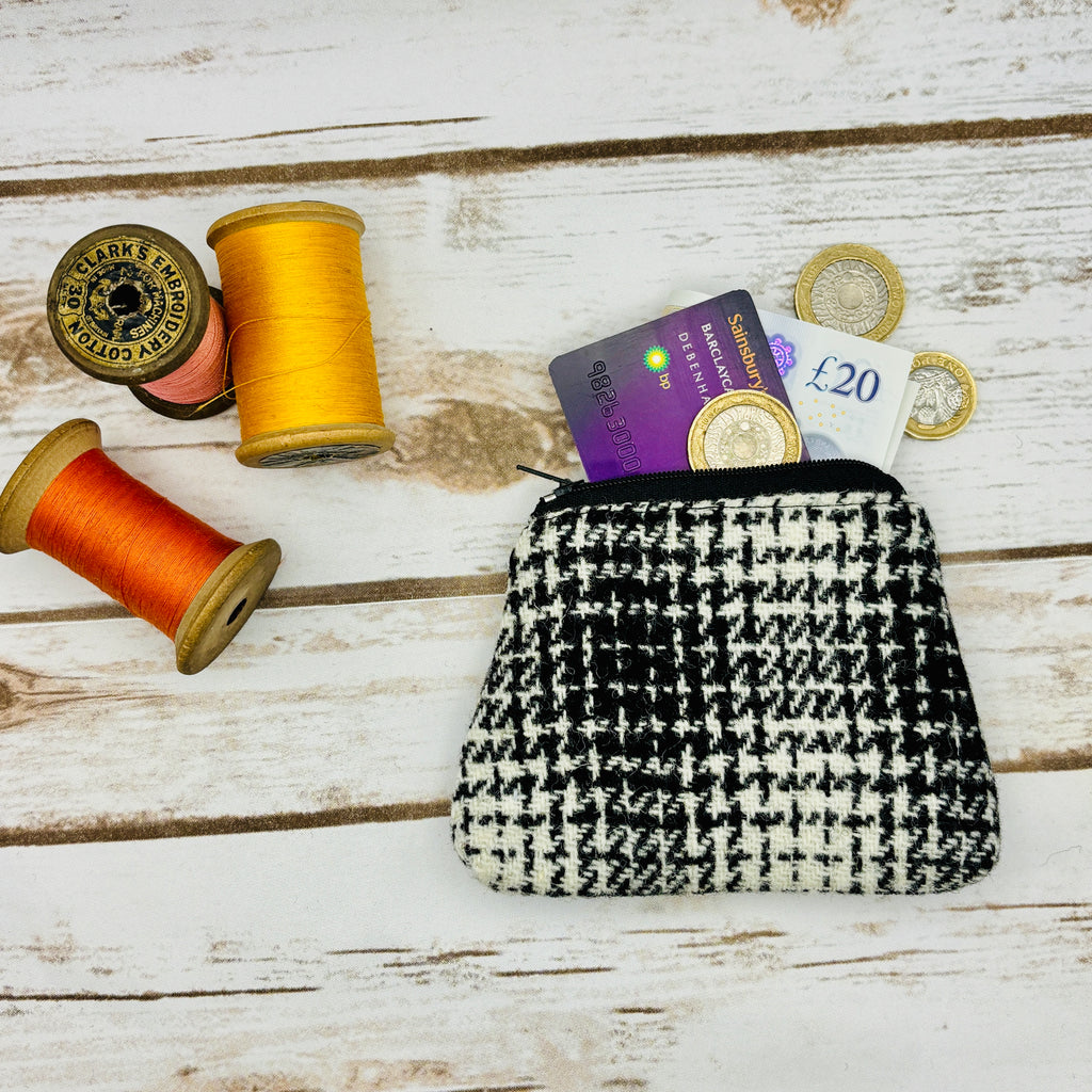 Black & White Tartan Harris Tweed Purse