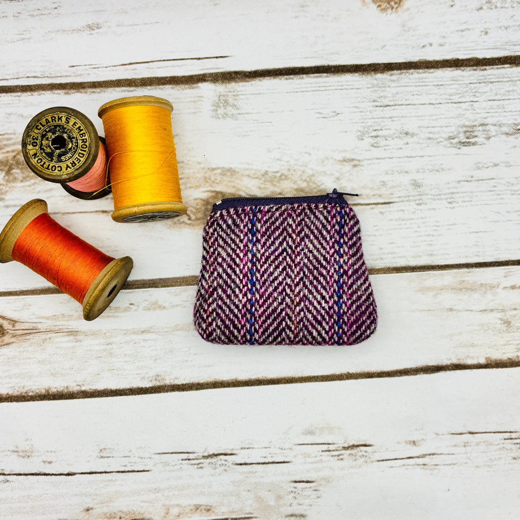 Purple Herringbone Harris Tweed Coin Purse